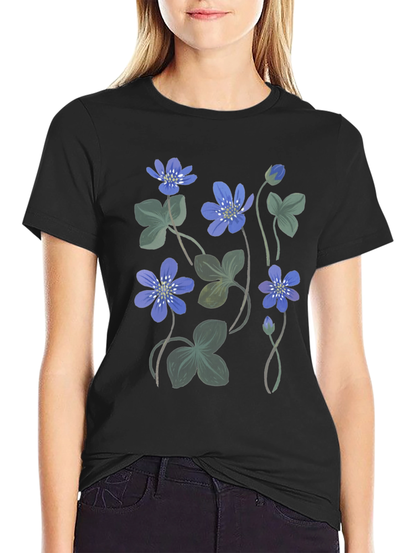 Floral Print Crew Neck Tee