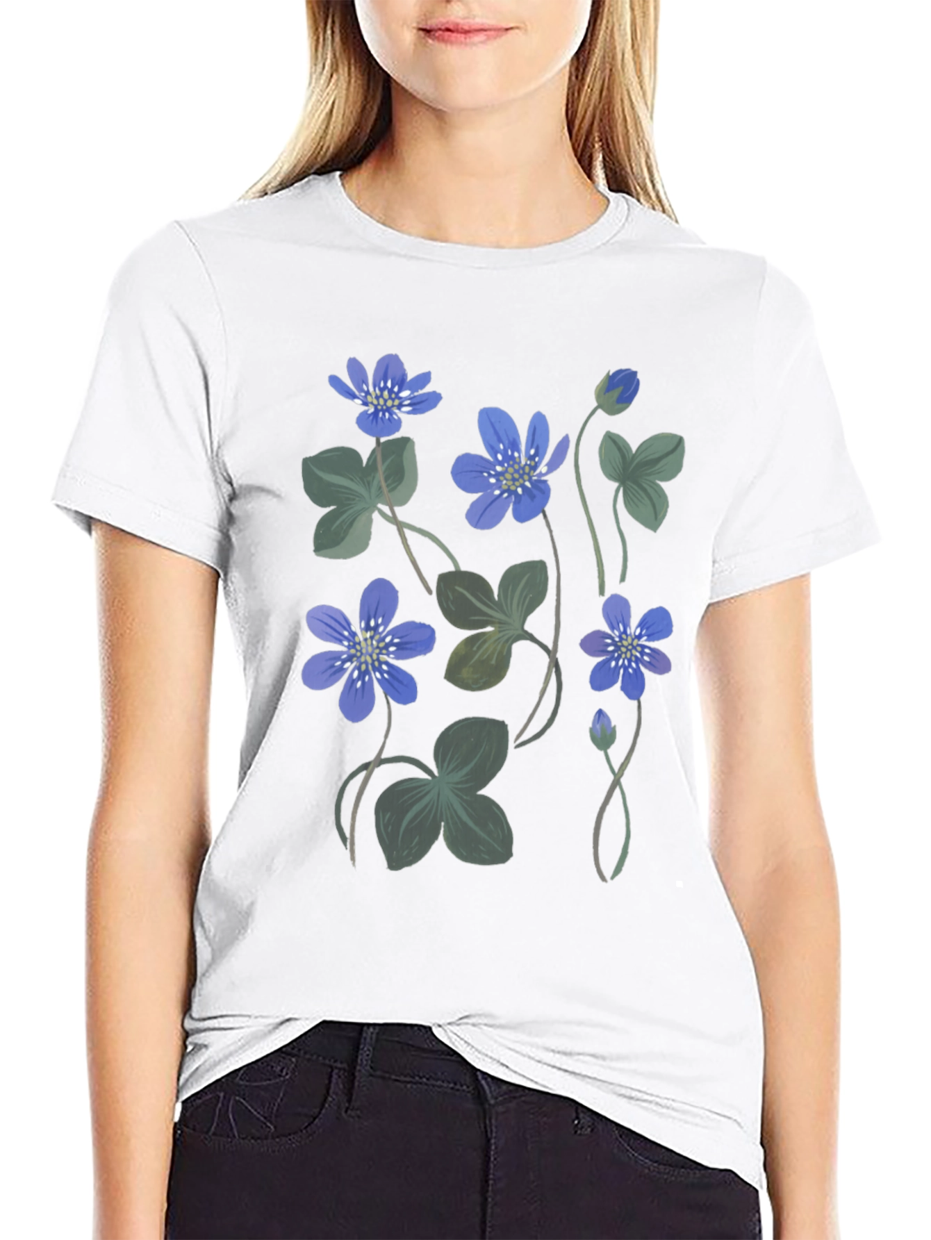 Floral Print Crew Neck Tee