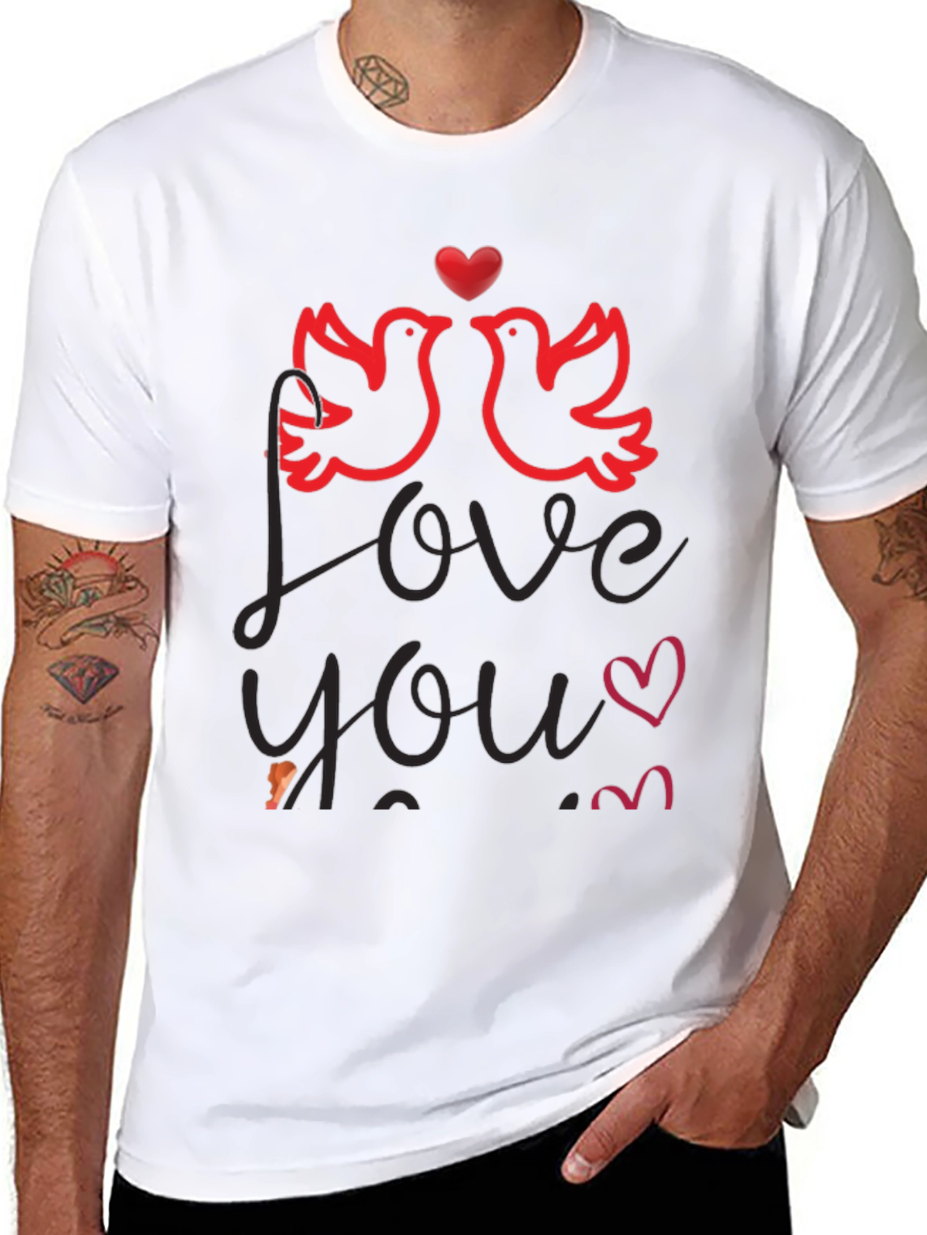 Love You Valentines Graphic T-Shirt - Black