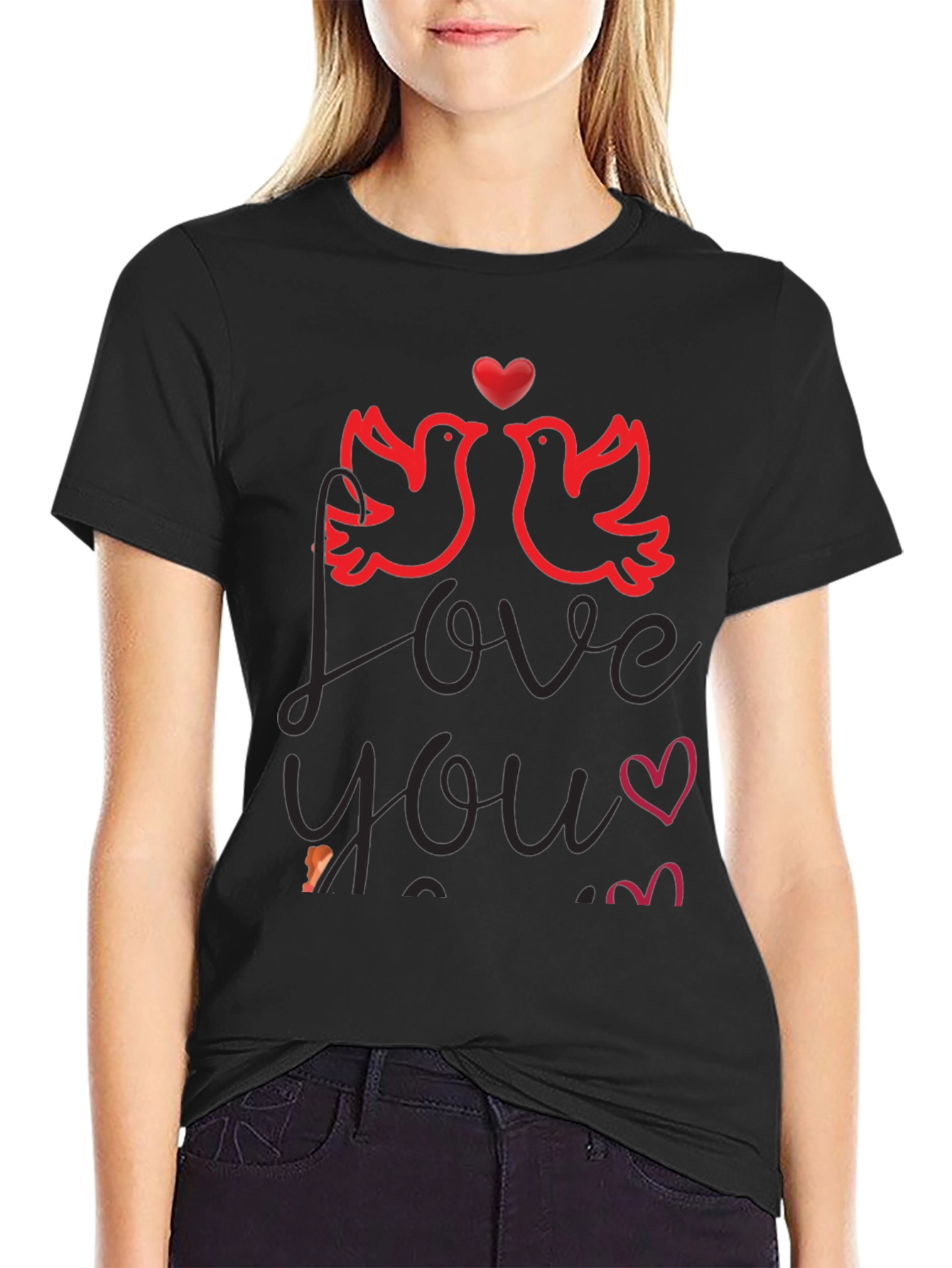 Love You Valentines Graphic T-Shirt - Black