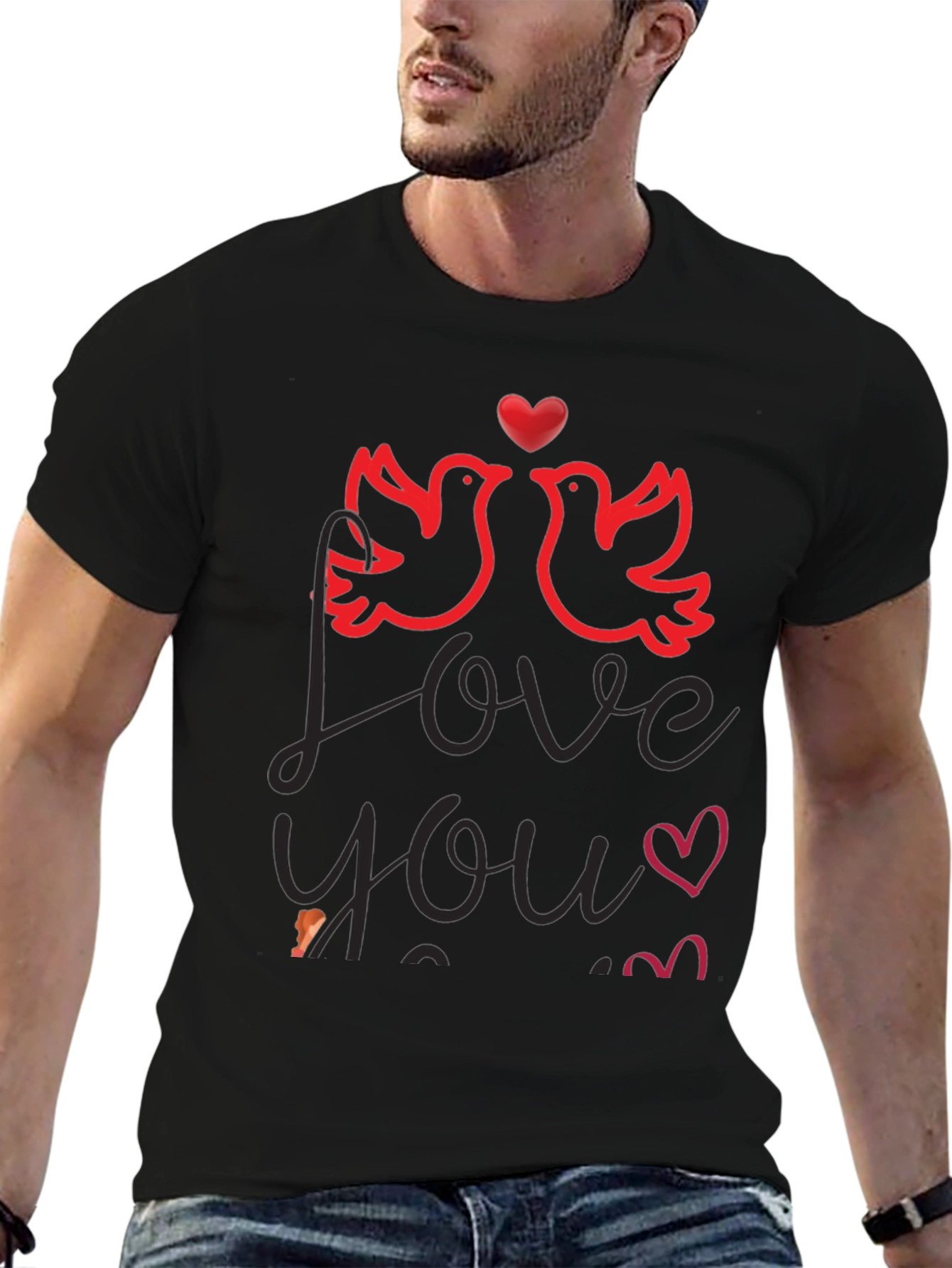 Love You Valentines Graphic T-Shirt - Black