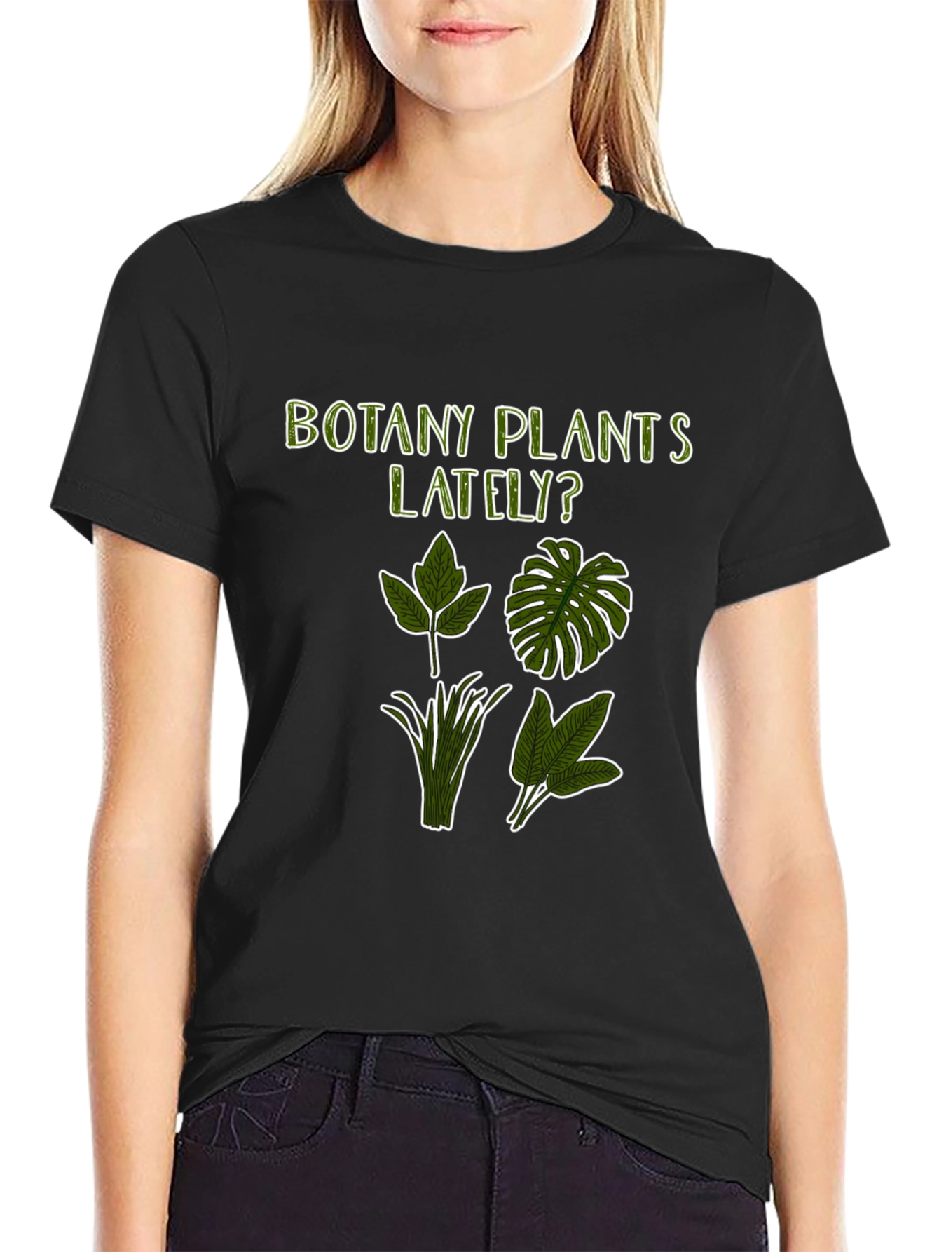 Botany Plants Lately T-Shirt - Black Plant Lover Tee
