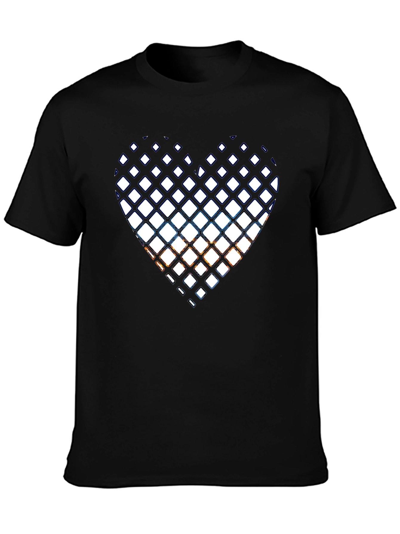 Black T-Shirt with Heart Graphic Design