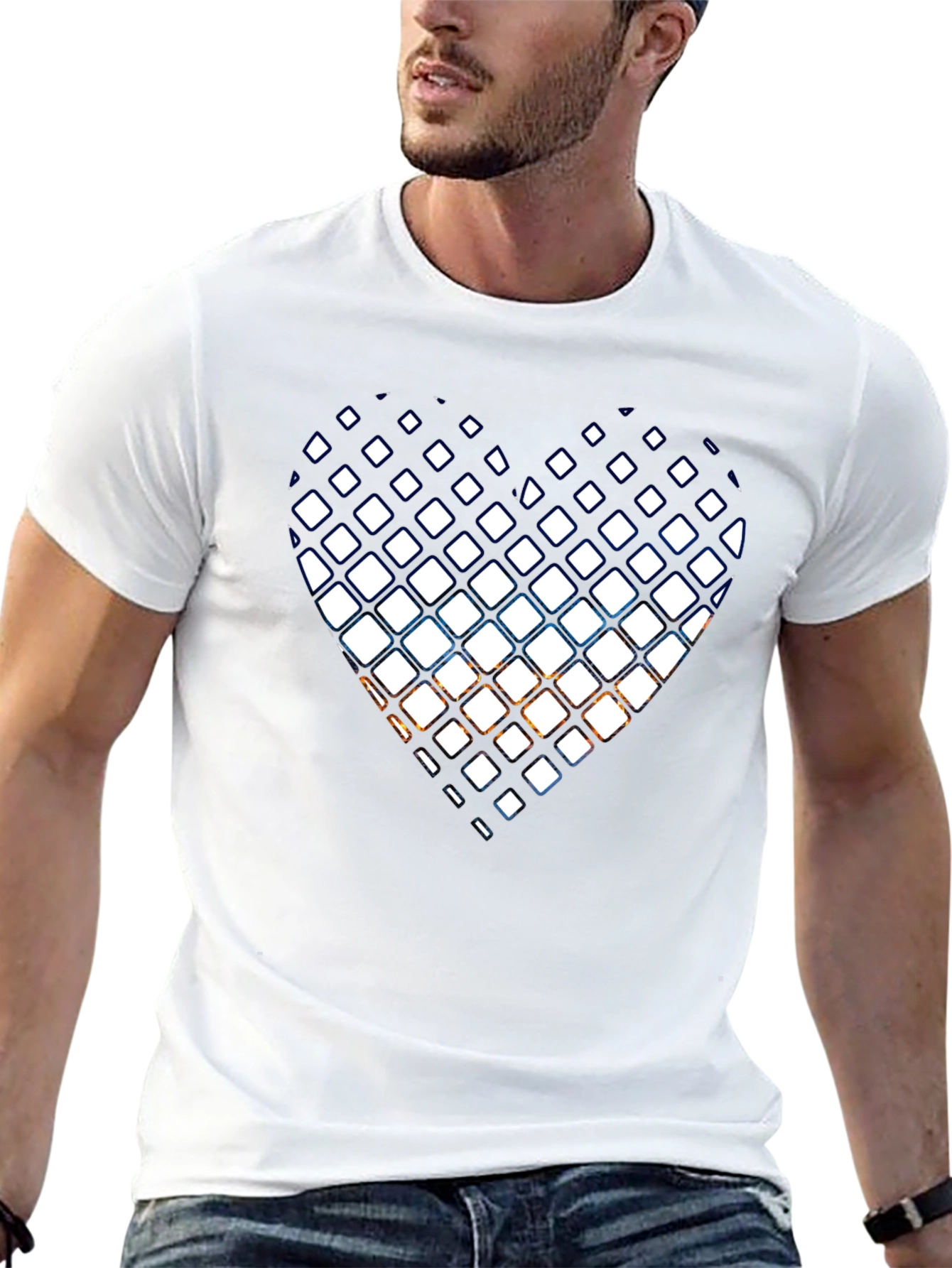 Black T-Shirt with Heart Graphic Design