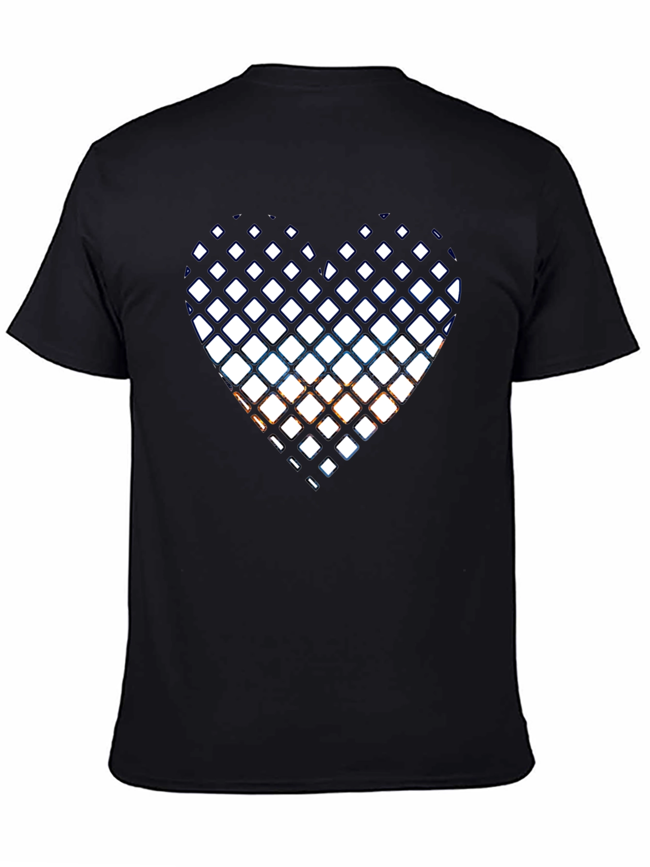 Black T-Shirt with Heart Graphic Design