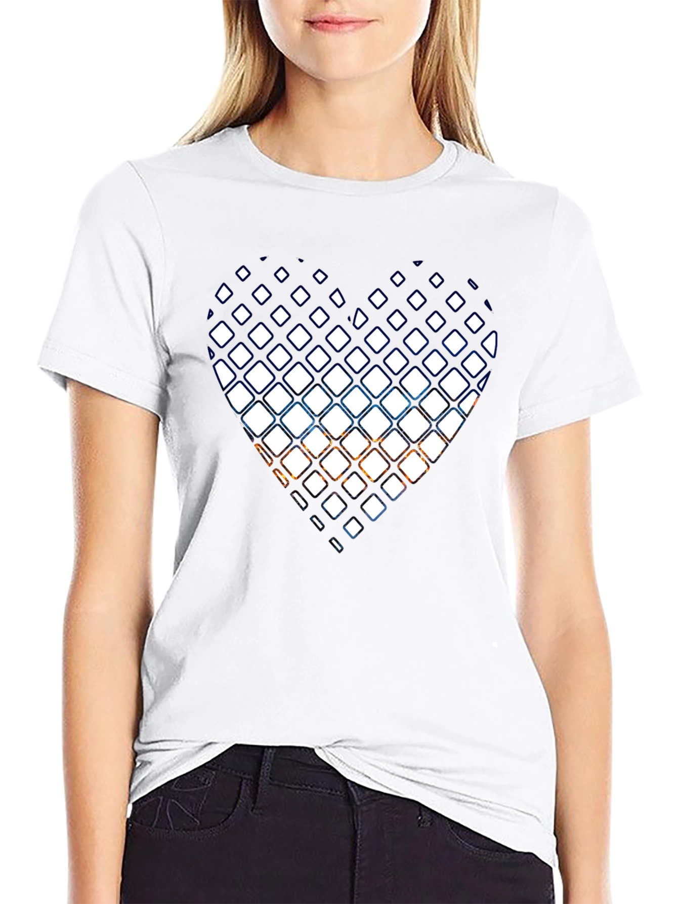 Black T-Shirt with Heart Graphic Design