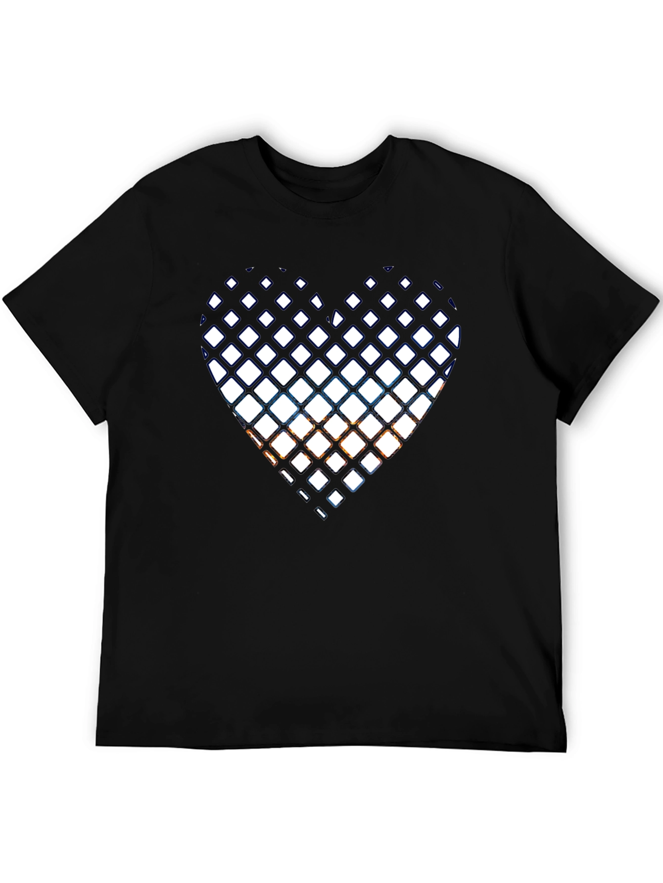 Black T-Shirt with Heart Graphic Design