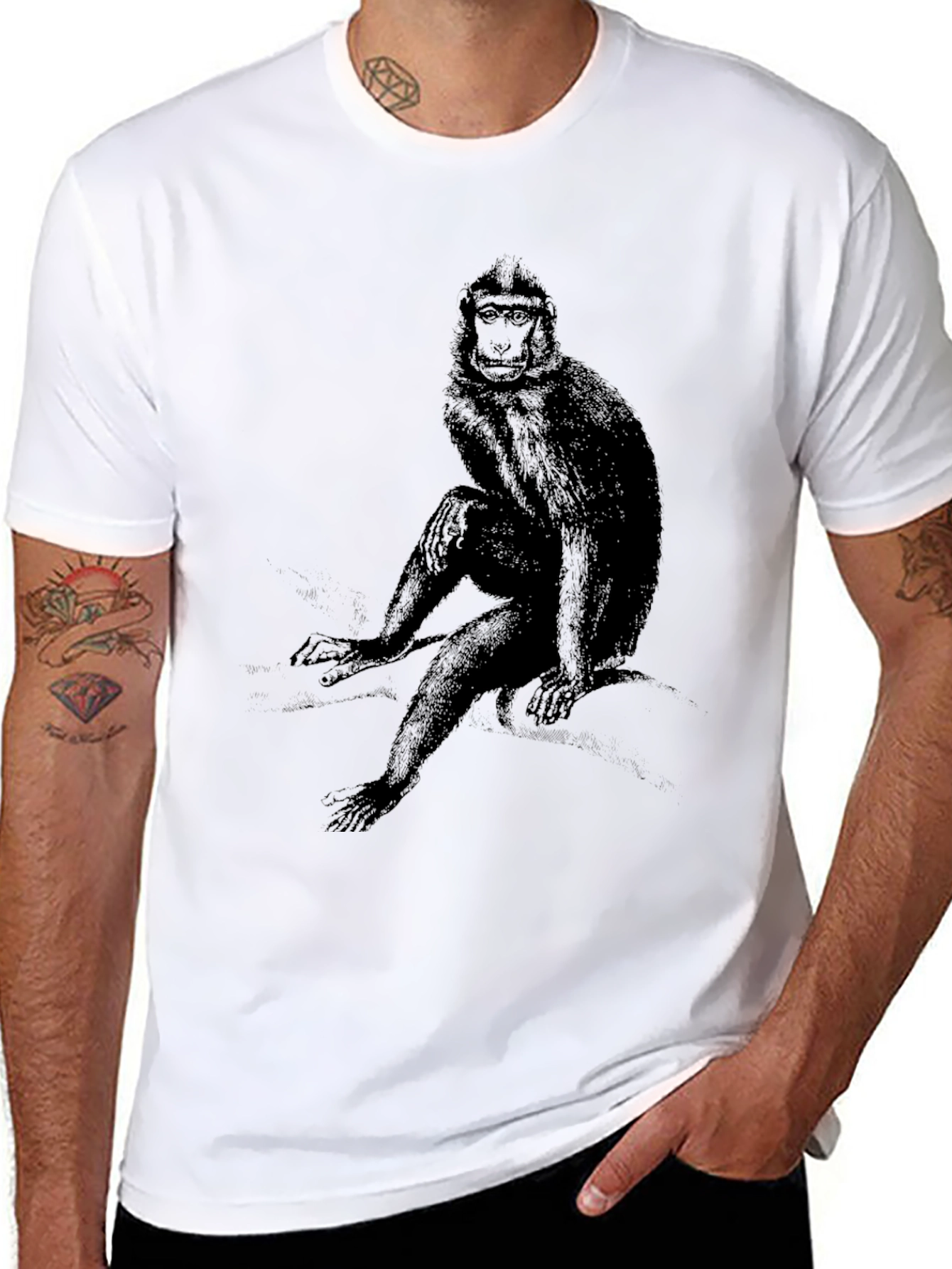 Monkey Graphic Tee - Soft Black T-Shirt