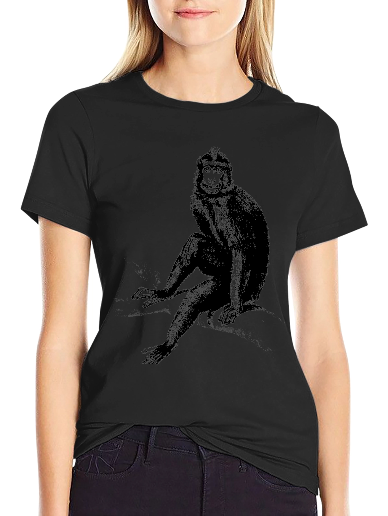 Monkey Graphic Tee - Soft Black T-Shirt