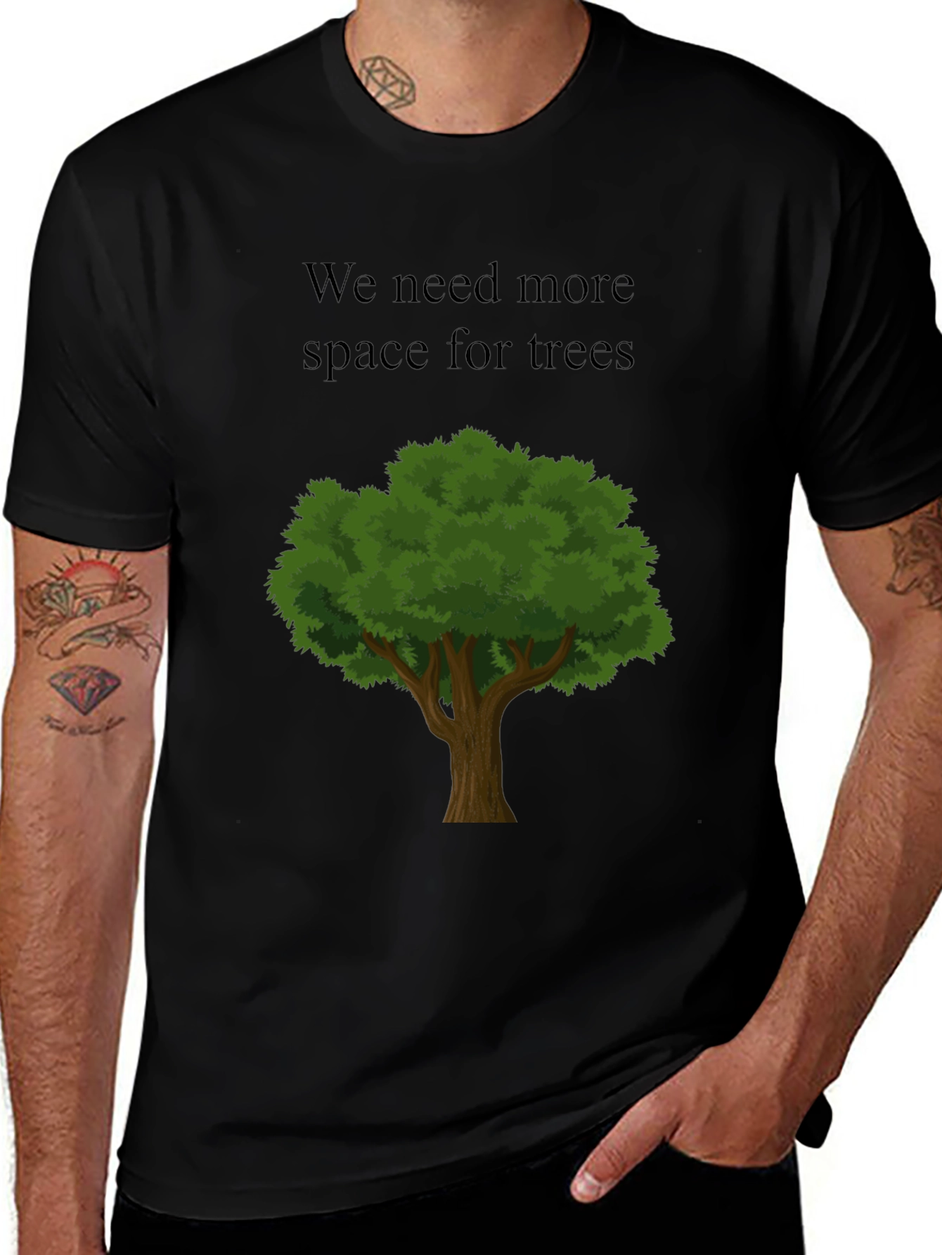 Eco-Friendly Tree Graphic Black T-Shirt