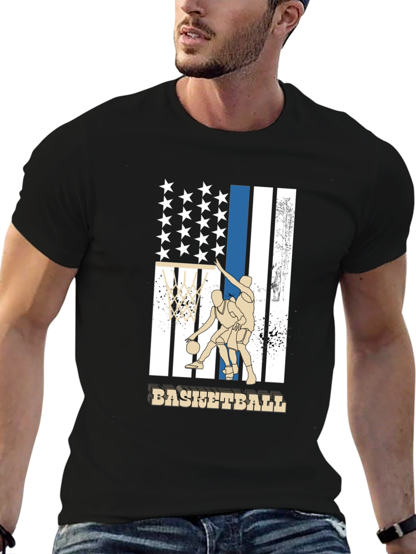 Basketball USA Flag Graphic T-Shirt