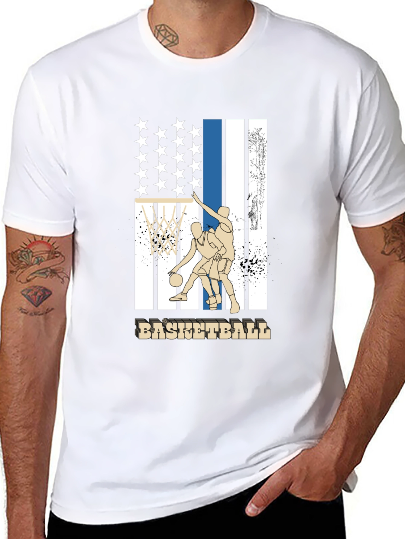 Basketball USA Flag Graphic T-Shirt