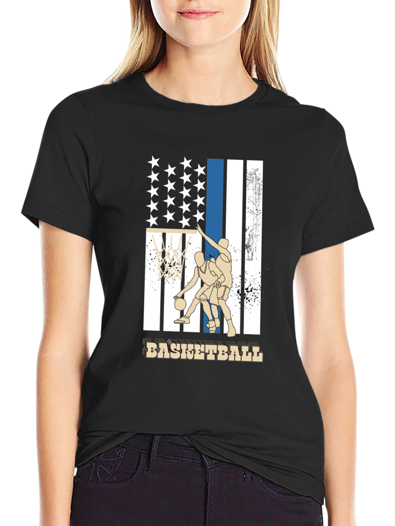 Basketball USA Flag Graphic T-Shirt