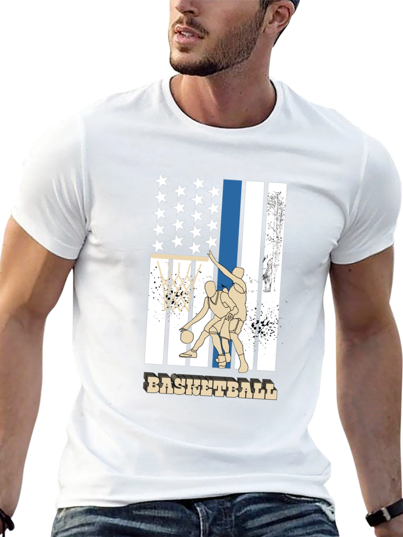 Basketball USA Flag Graphic T-Shirt