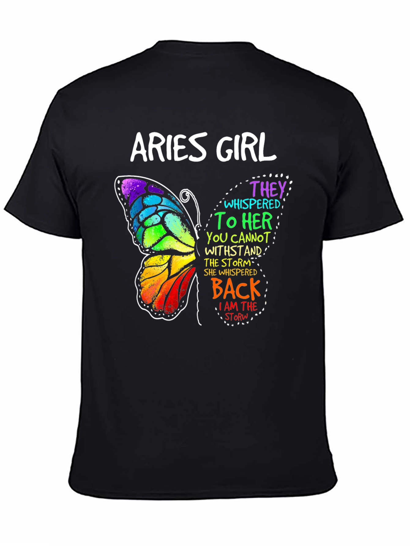 Aries Girl Butterfly Graphic Tee - Zodiac Womens T-Shirt