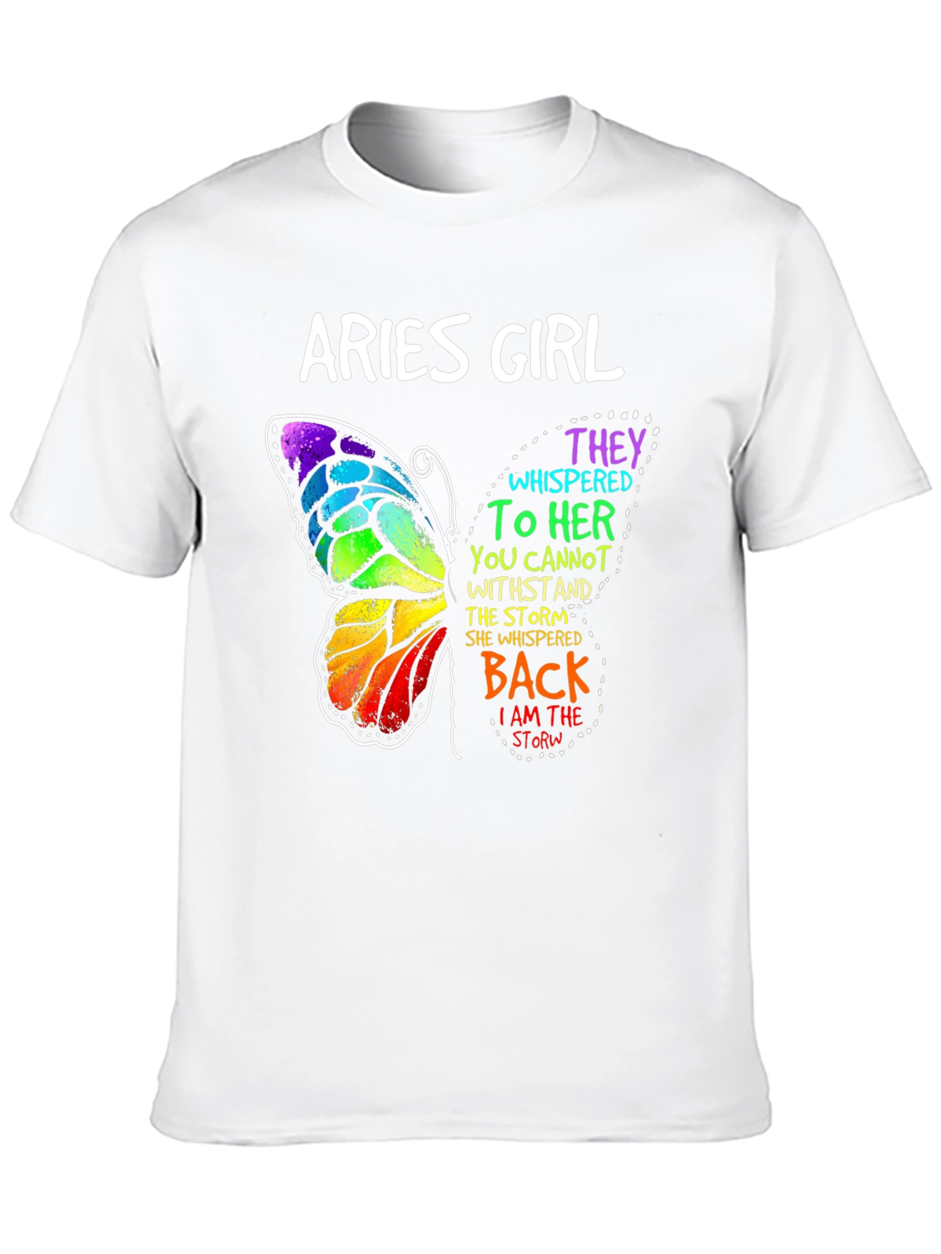 Aries Girl Butterfly Graphic Tee - Zodiac Womens T-Shirt