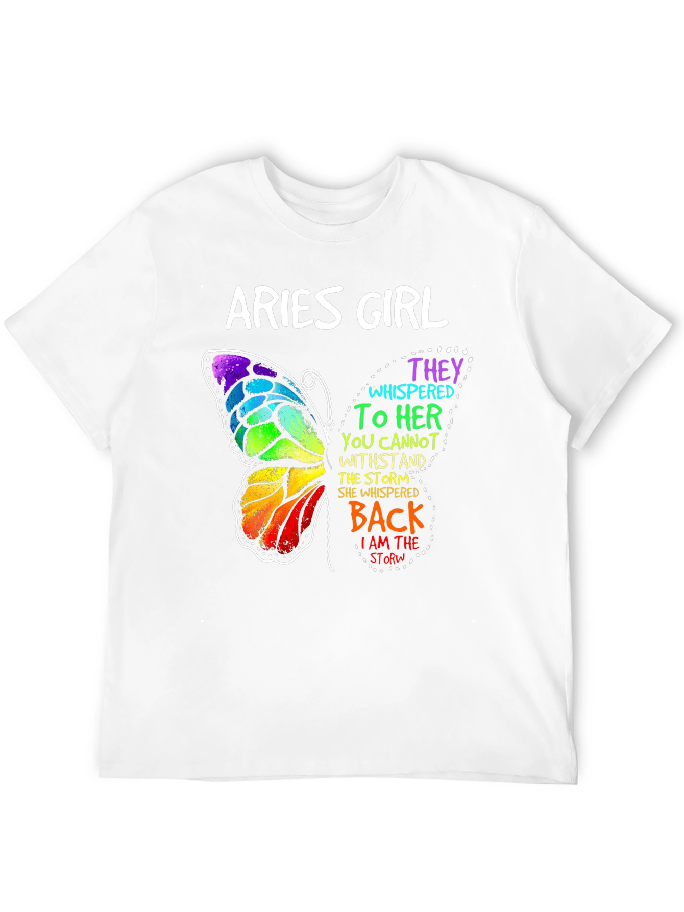 Aries Girl Butterfly Graphic Tee - Zodiac Womens T-Shirt