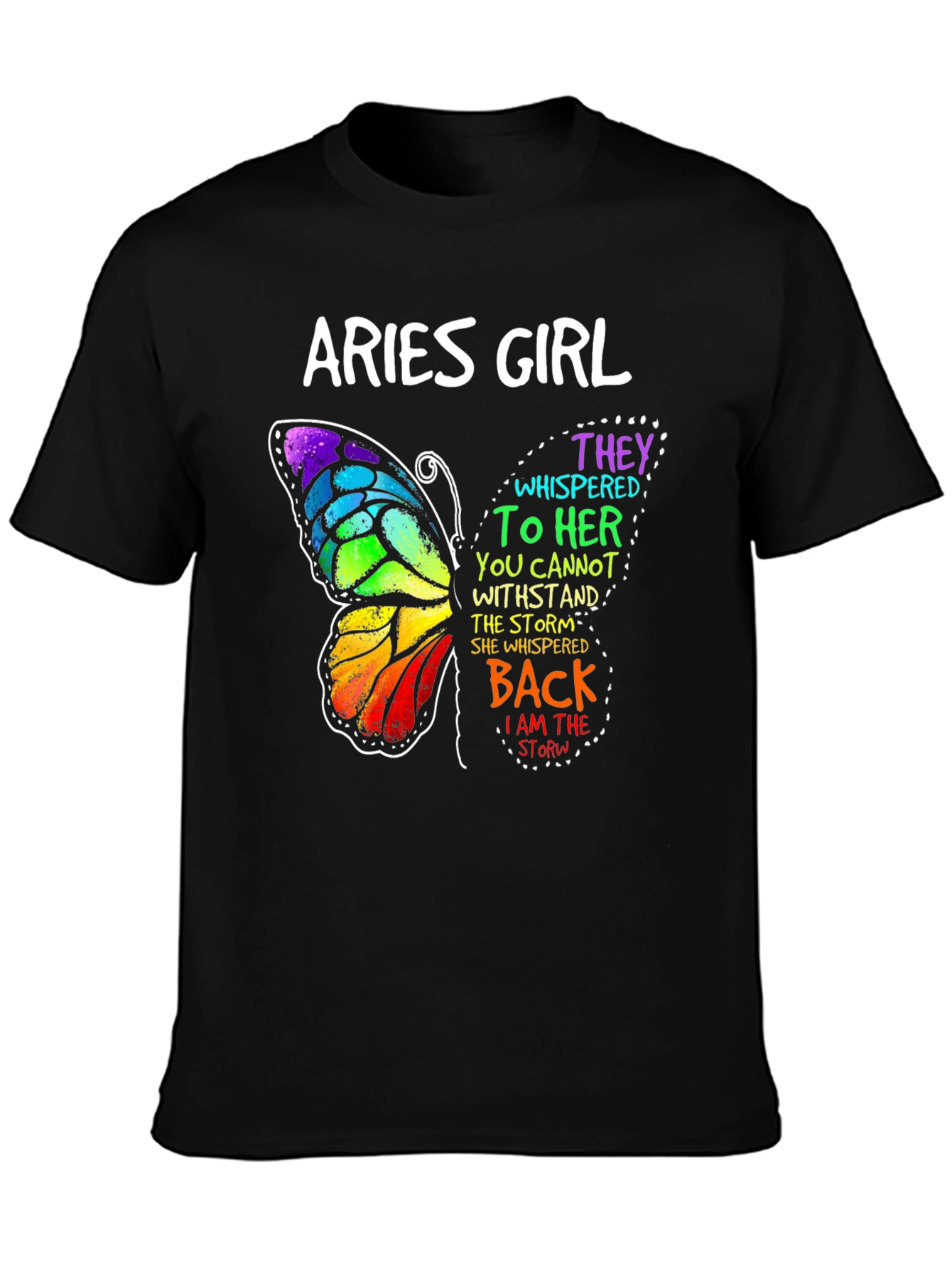 Aries Girl Butterfly Graphic Tee - Zodiac Womens T-Shirt