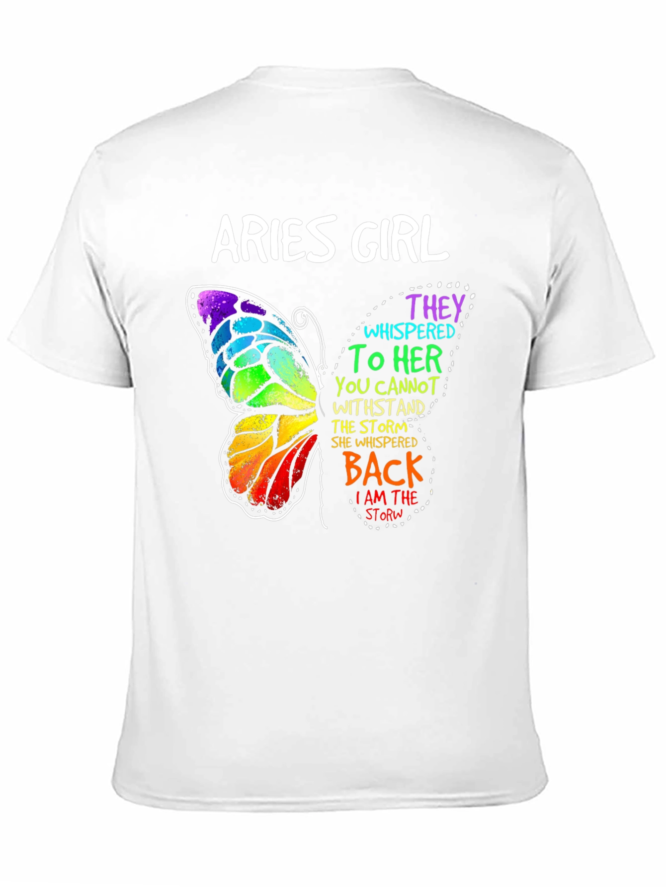 Aries Girl Butterfly Graphic Tee - Zodiac Womens T-Shirt