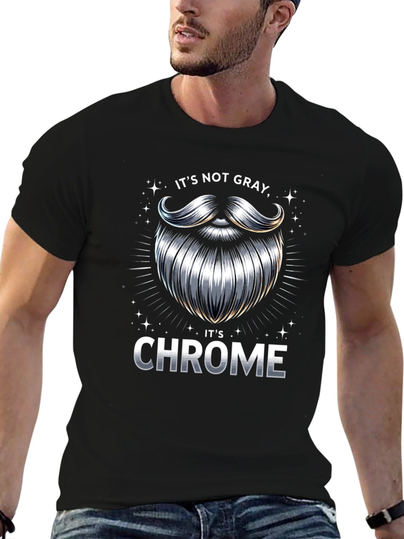 Chrome Beard Graphic T-Shirt - Unique Mens Tee