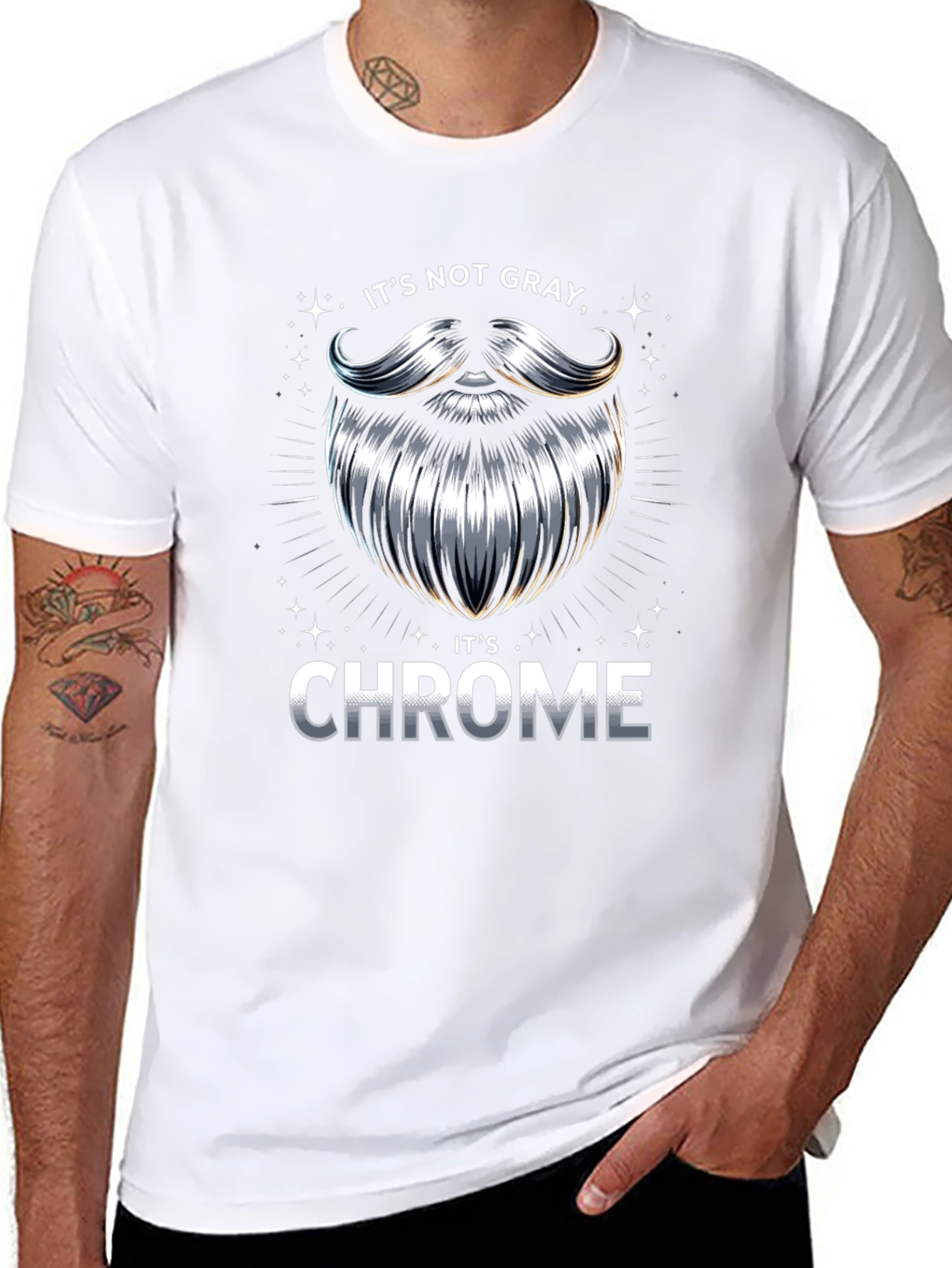 Chrome Beard Graphic T-Shirt - Unique Mens Tee