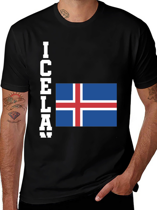 Iceland Flag T-Shirt - Black Graphic Tee