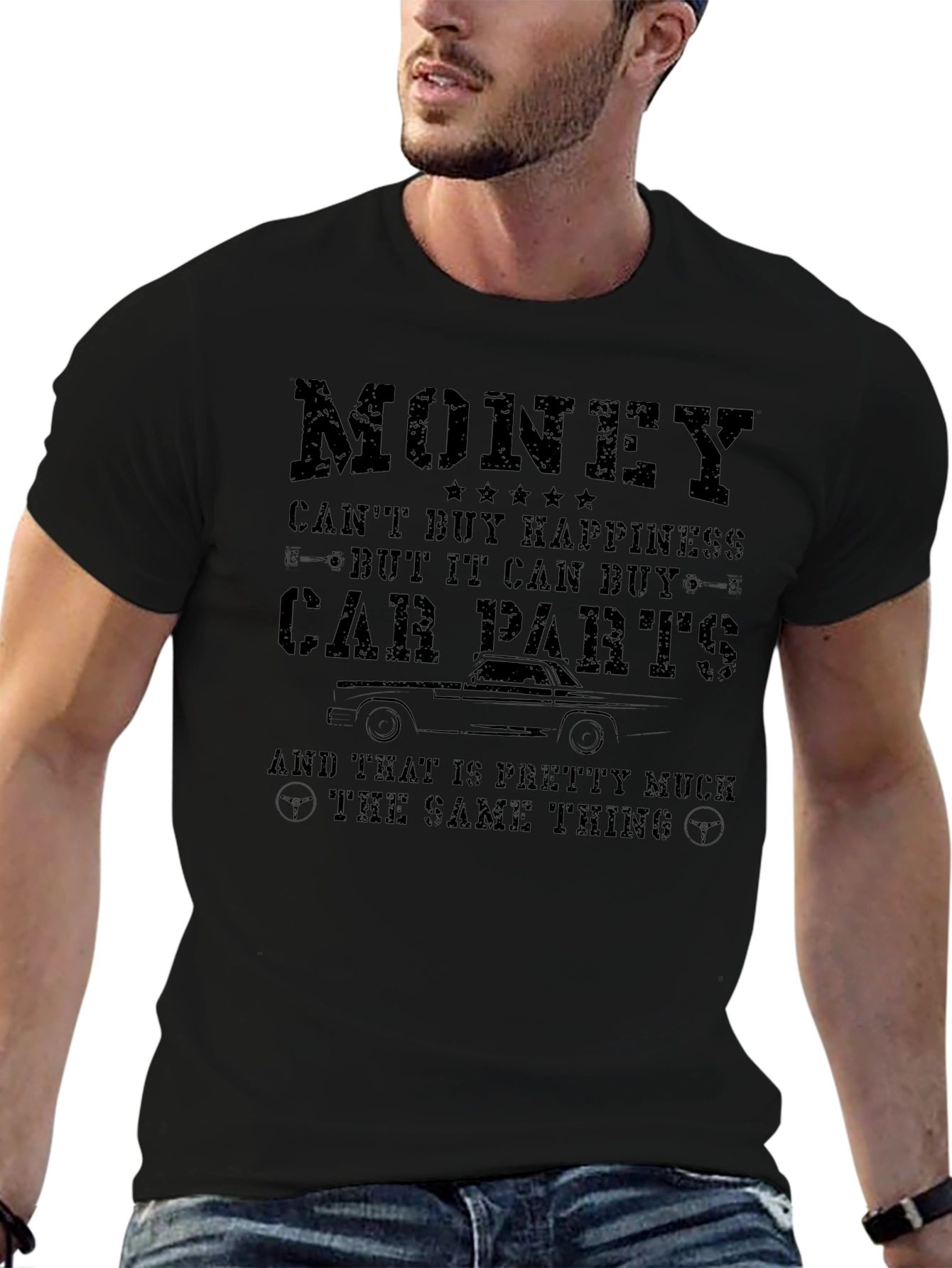 Money Cant Buy Happiness Car Parts T-Shirt