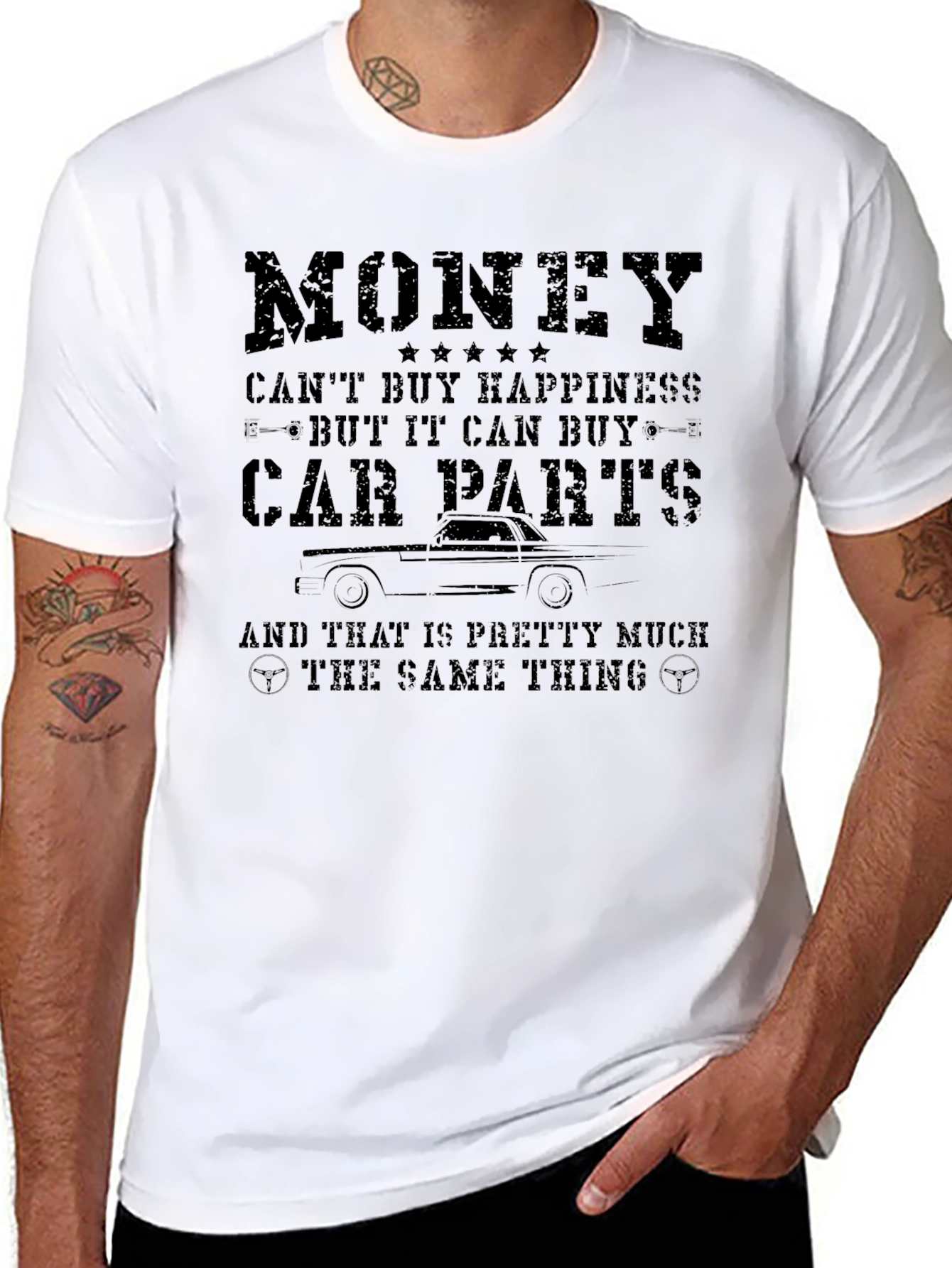 Money Cant Buy Happiness Car Parts T-Shirt