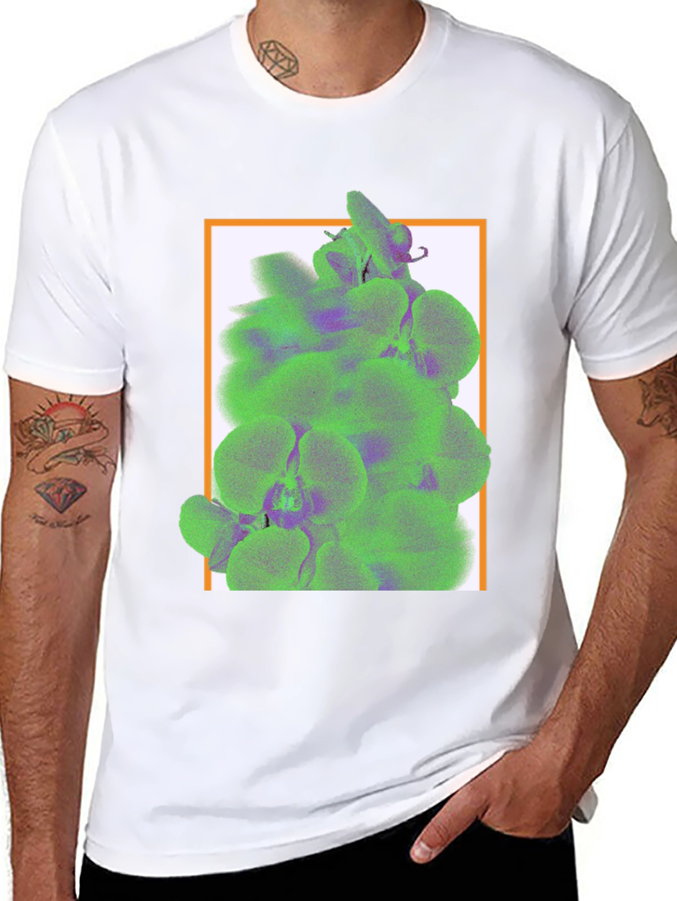 Trendy Graphic Tee with Floral Accent