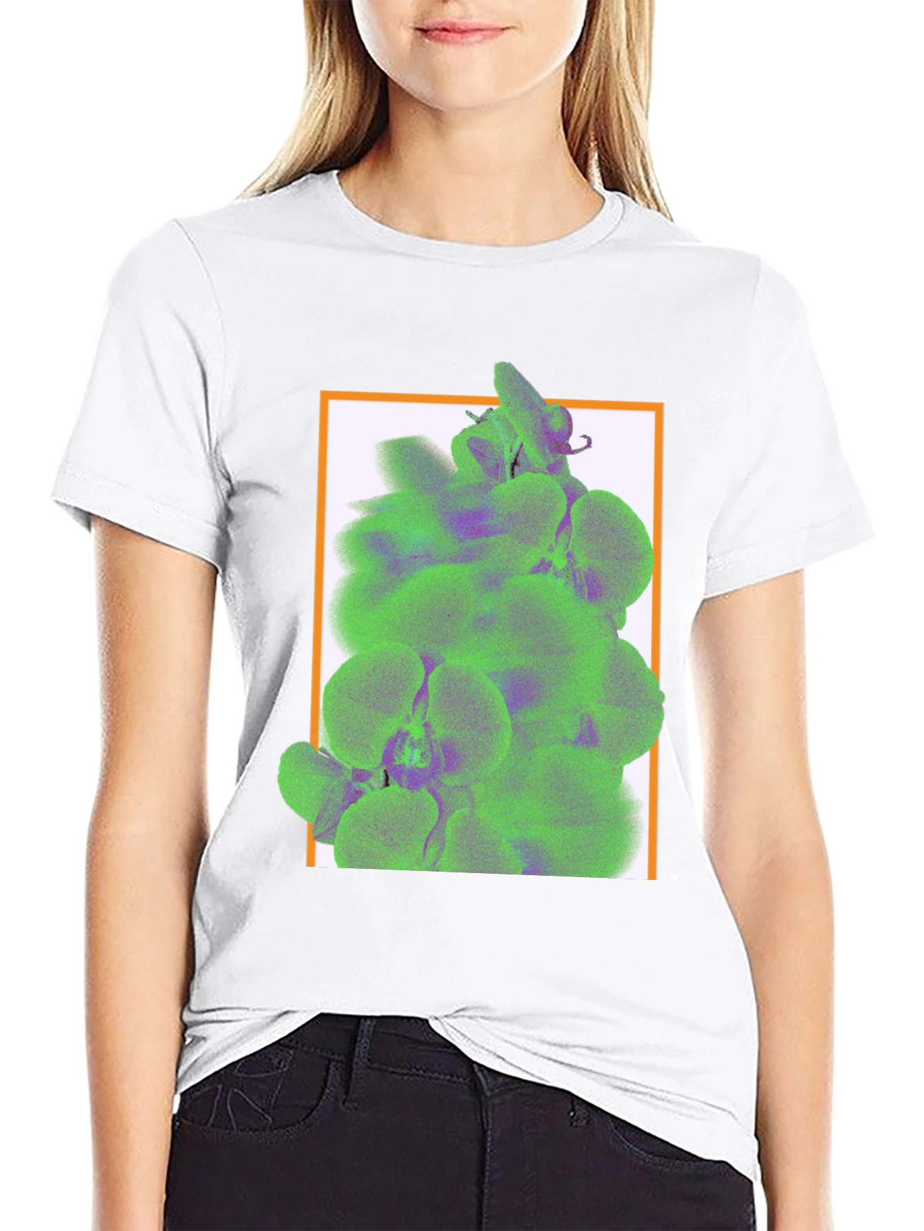 Trendy Graphic Tee with Floral Accent