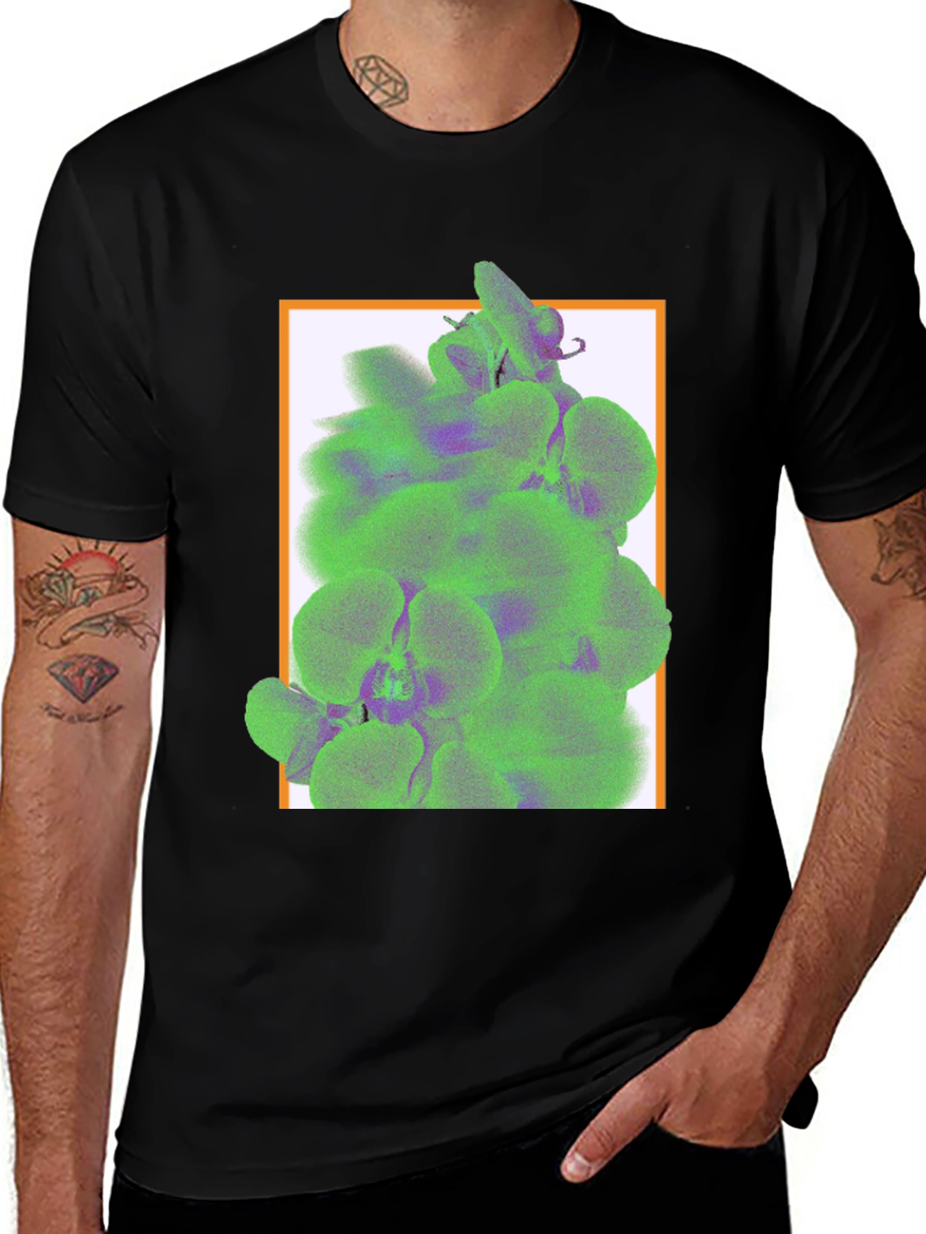Trendy Graphic Tee with Floral Accent