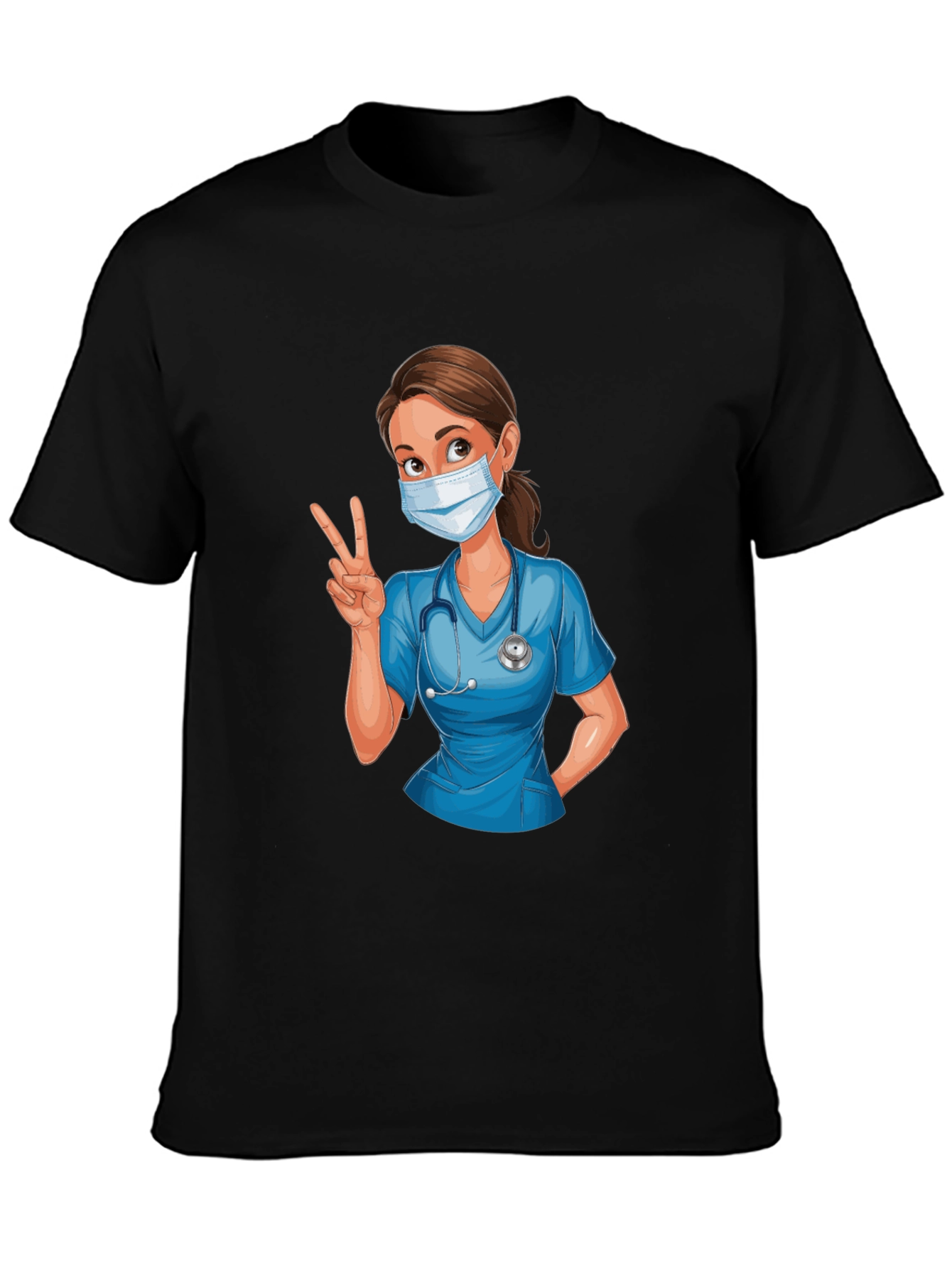 Nurse Cartoon Graphic T-Shirt - Unisex Casual Tee