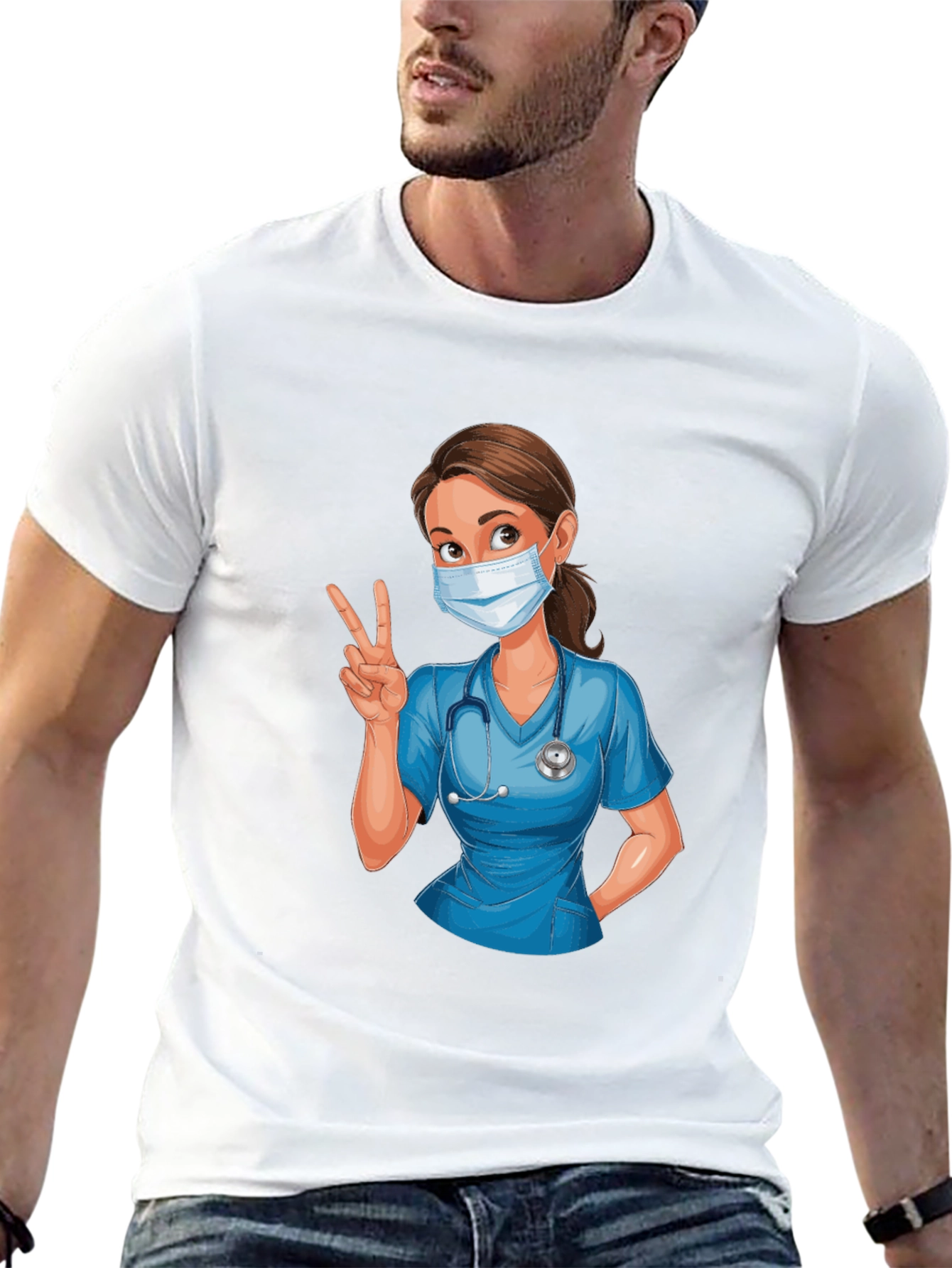 Nurse Cartoon Graphic T-Shirt - Unisex Casual Tee