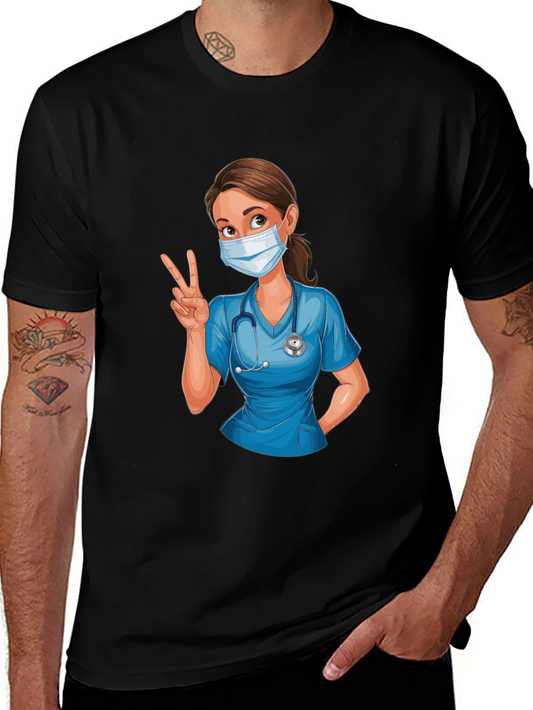 Nurse Cartoon Graphic T-Shirt - Unisex Casual Tee