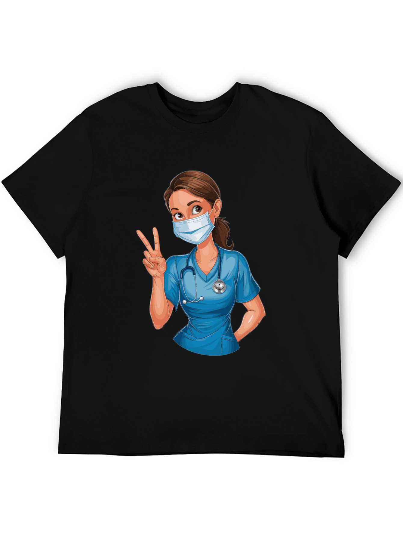Nurse Cartoon Graphic T-Shirt - Unisex Casual Tee