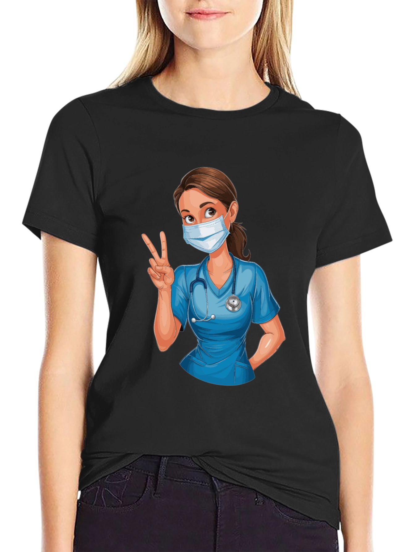 Nurse Cartoon Graphic T-Shirt - Unisex Casual Tee