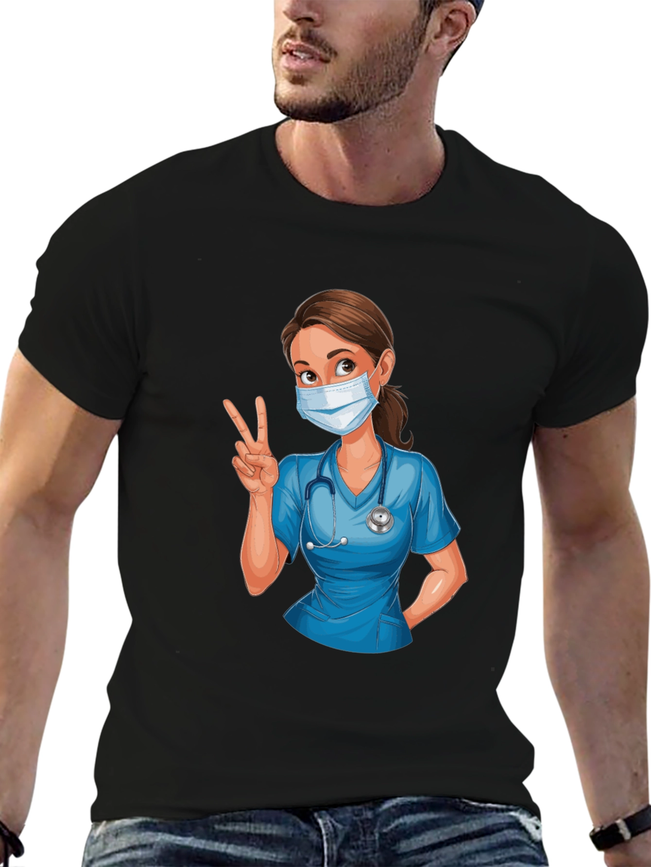 Nurse Cartoon Graphic T-Shirt - Unisex Casual Tee