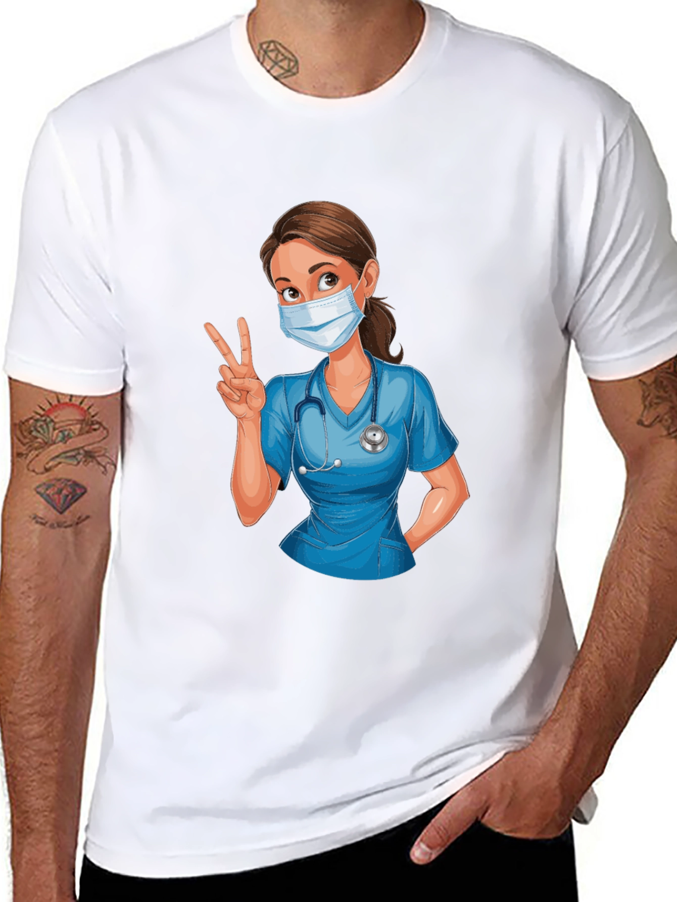 Nurse Cartoon Graphic T-Shirt - Unisex Casual Tee