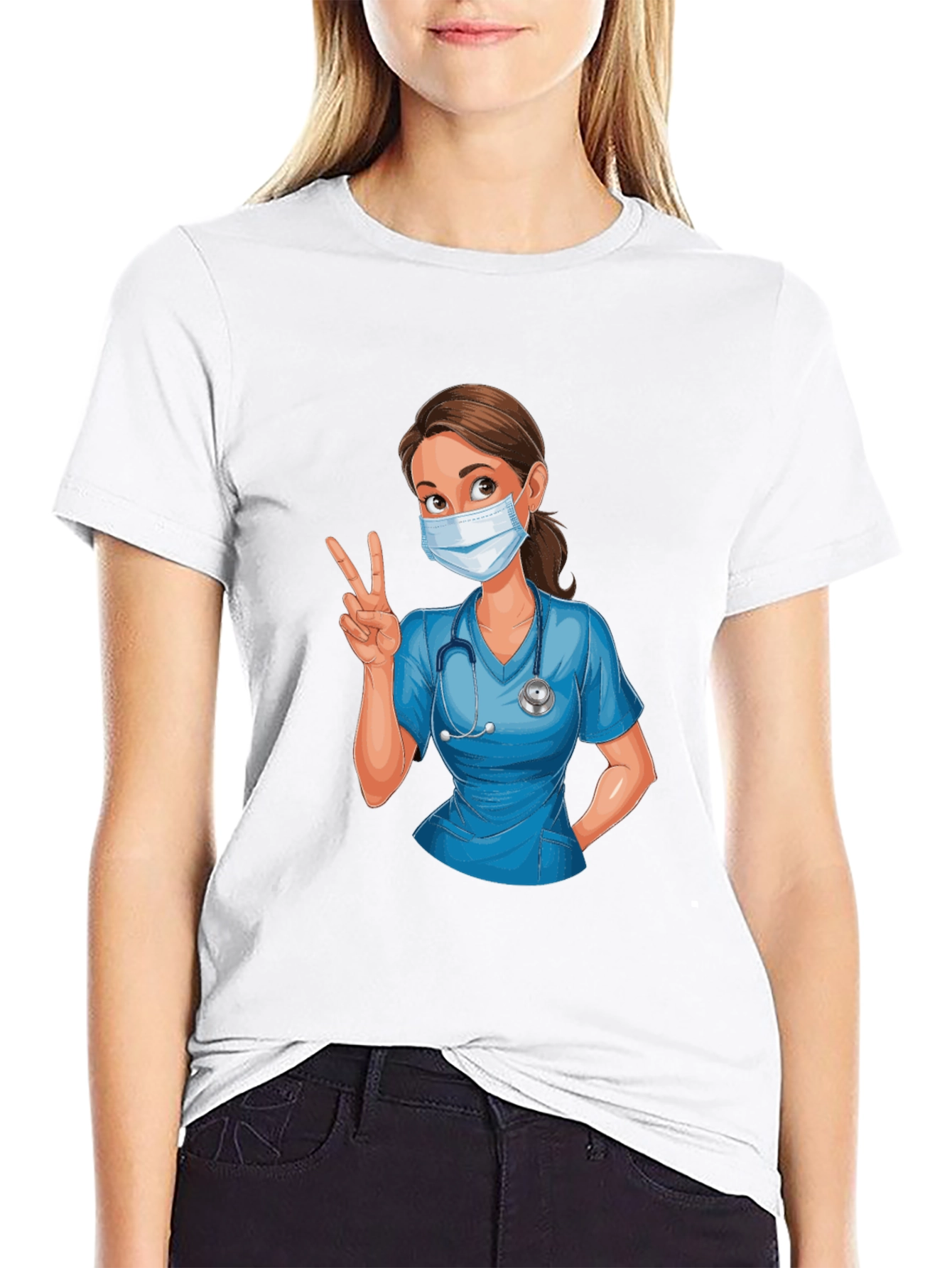 Nurse Cartoon Graphic T-Shirt - Unisex Casual Tee