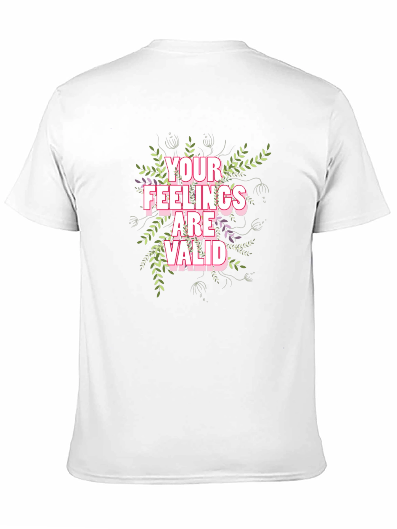 Floral Your Feelings Are Valid Black T-Shirt