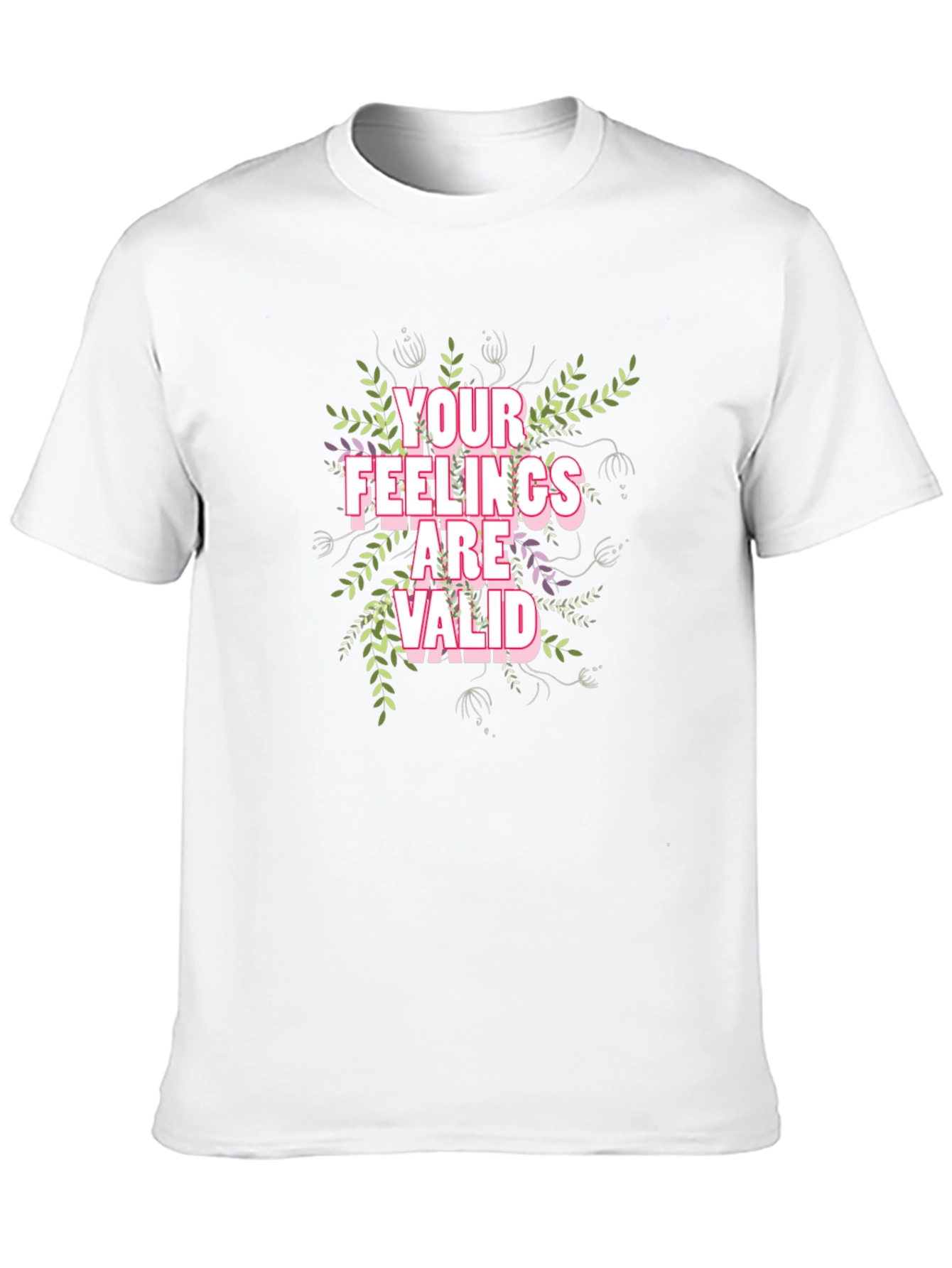 Floral Your Feelings Are Valid Black T-Shirt