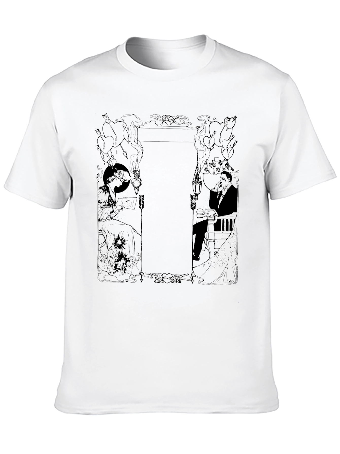Art Nouveau Style Graphic Tee - Black
