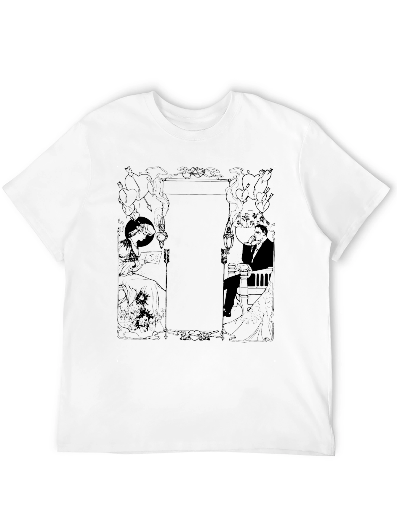Art Nouveau Style Graphic Tee - Black
