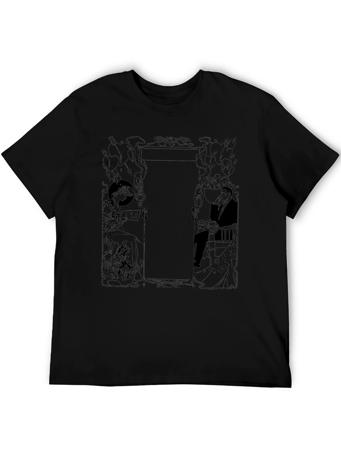 Art Nouveau Style Graphic Tee - Black