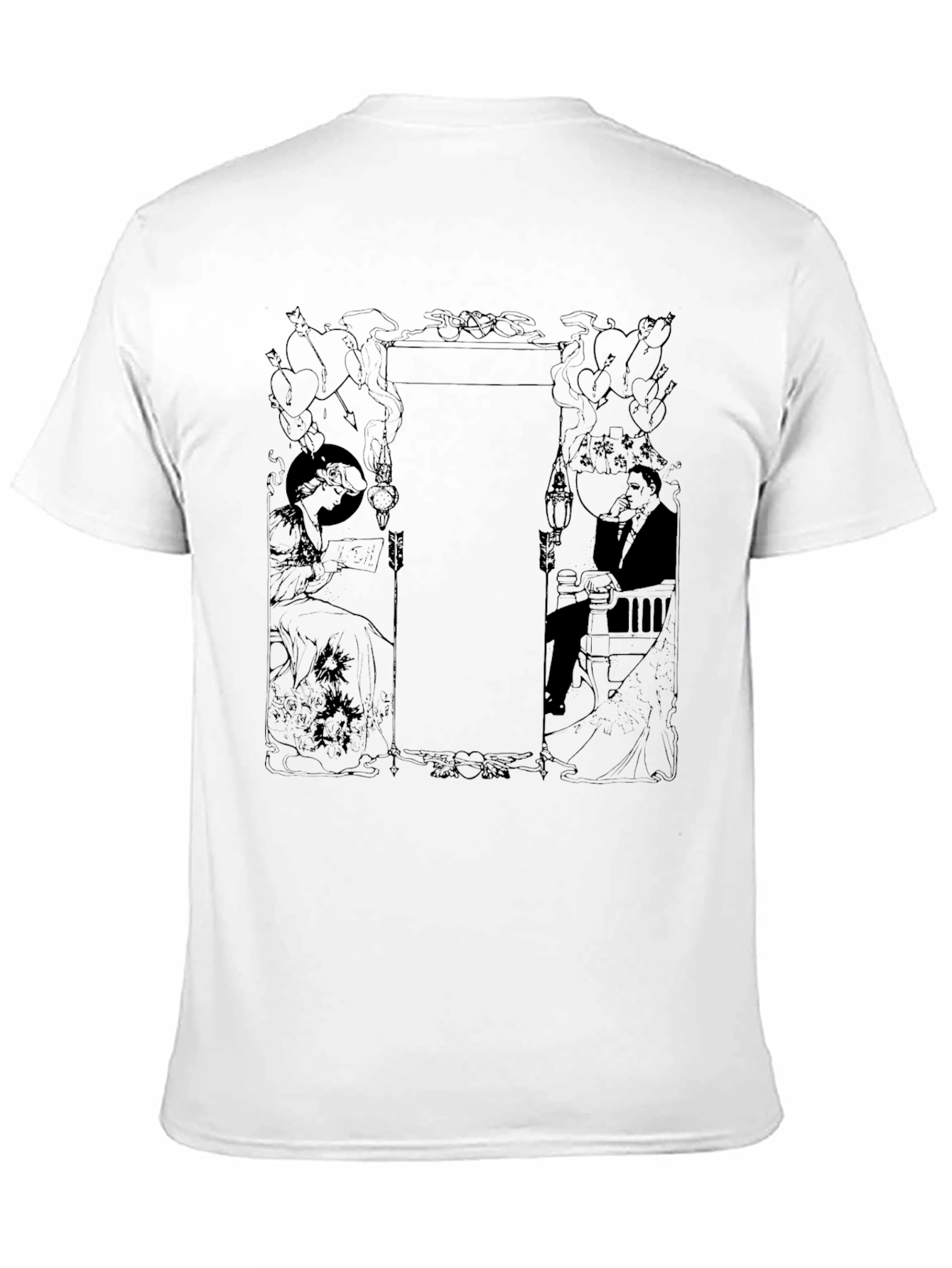 Art Nouveau Style Graphic Tee - Black