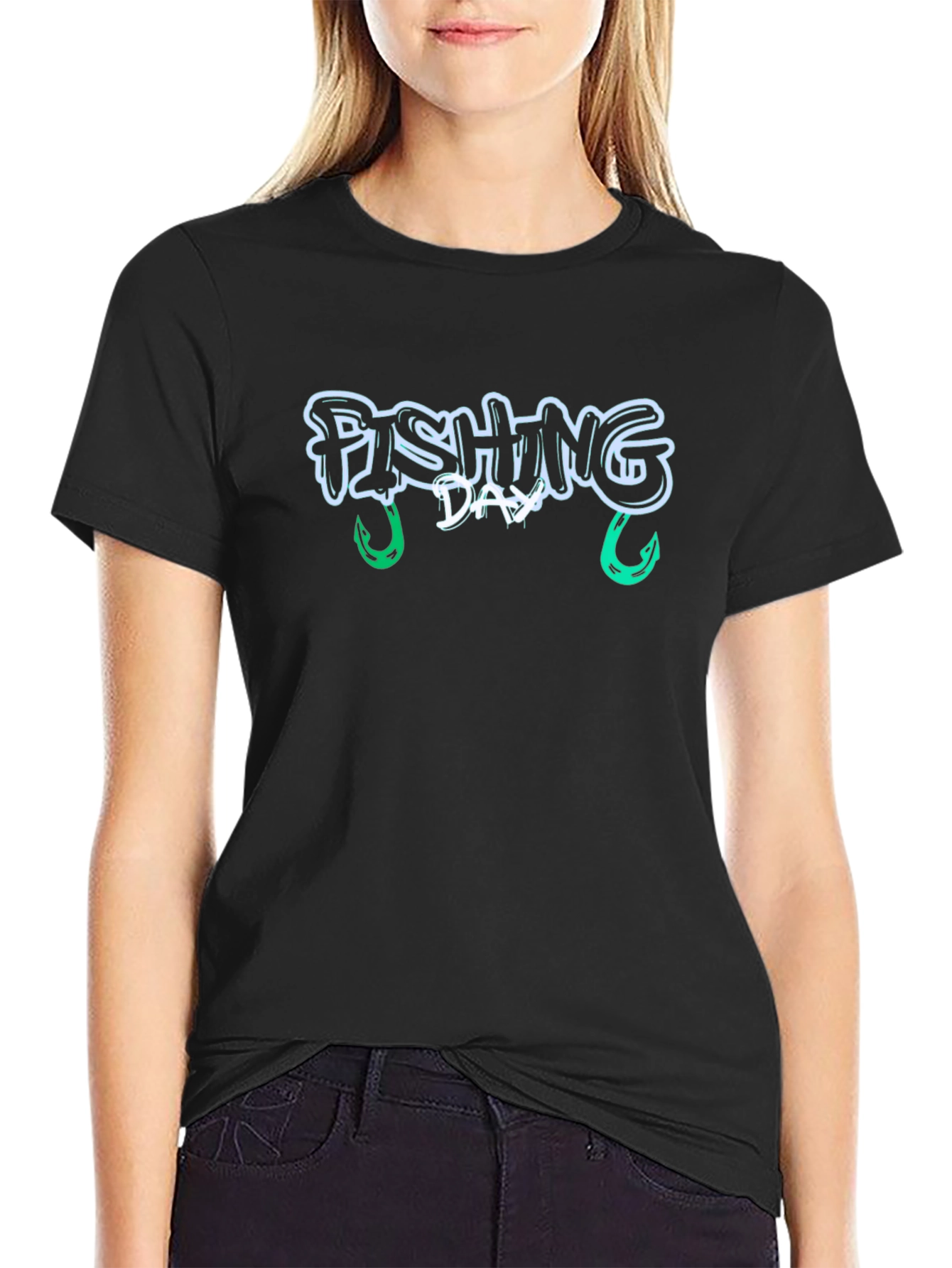 Fishing Day Graphic Tee - Black