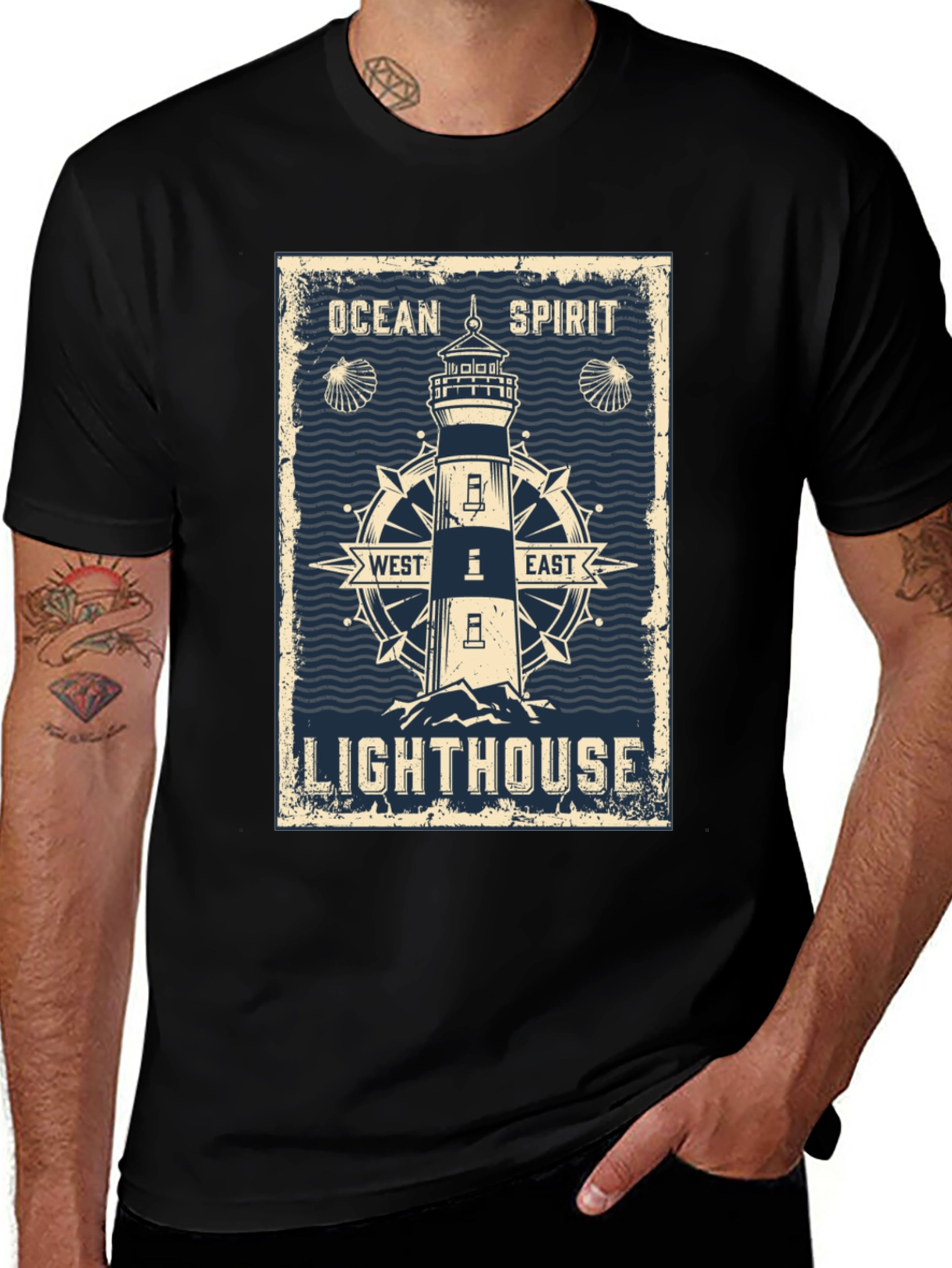 Ocean Spirit Lighthouse Graphic T-Shirt