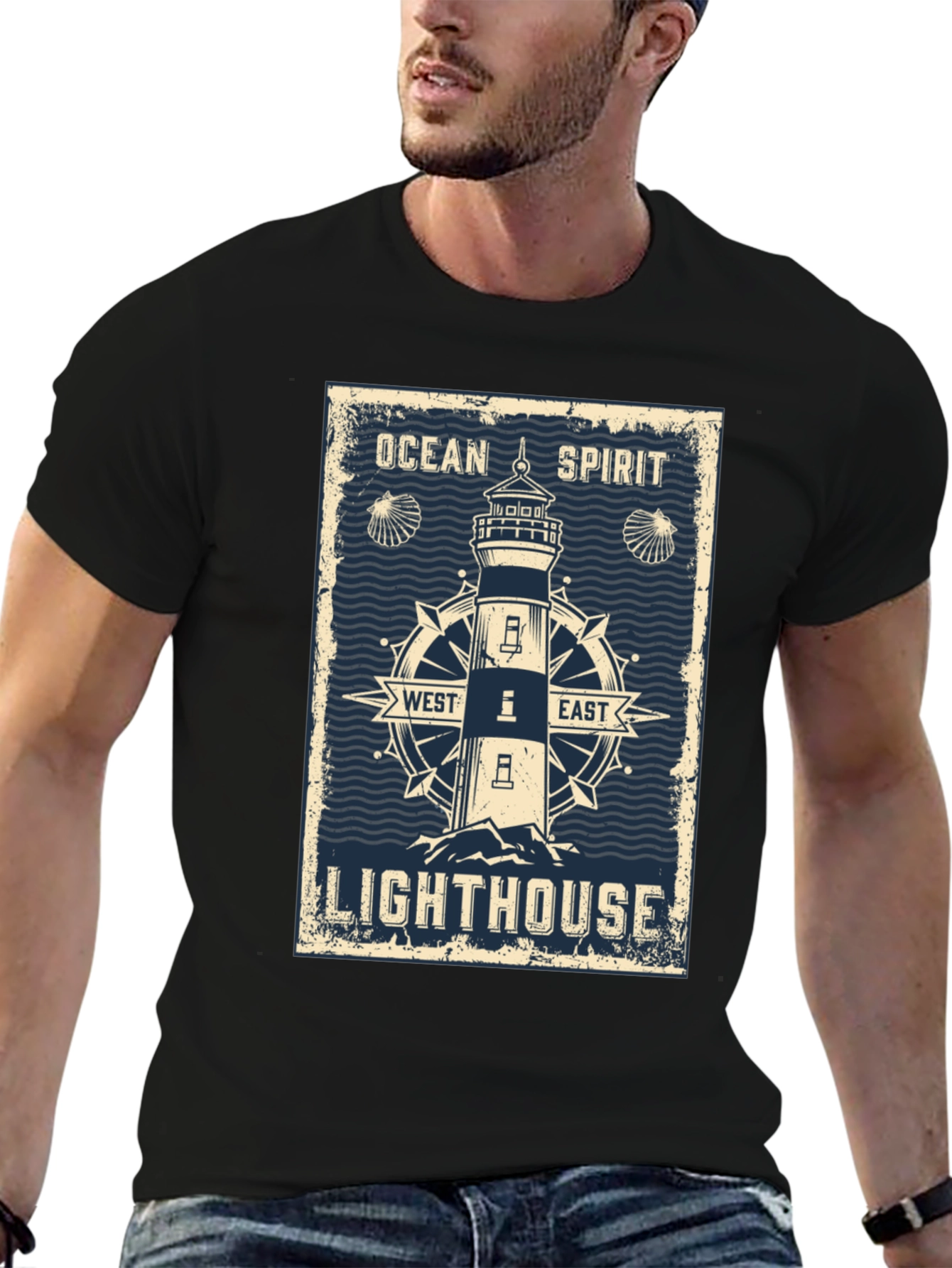 Ocean Spirit Lighthouse Graphic T-Shirt
