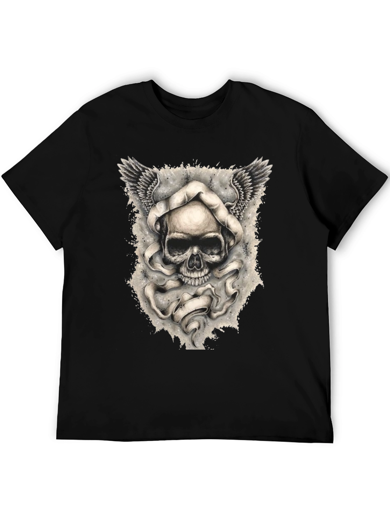 Skull with Wings Graphic Print Mens T-Shirt