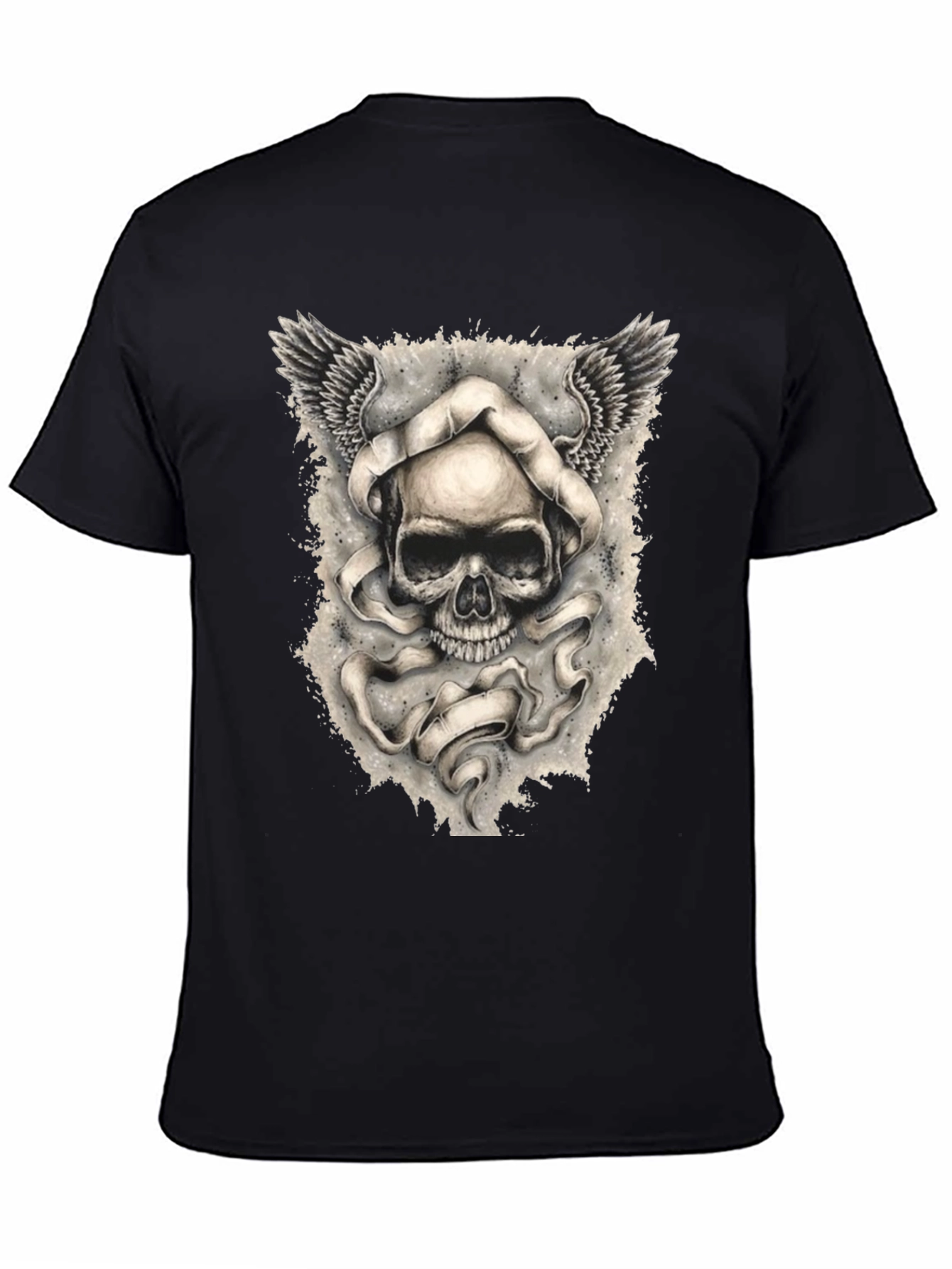 Skull with Wings Graphic Print Mens T-Shirt